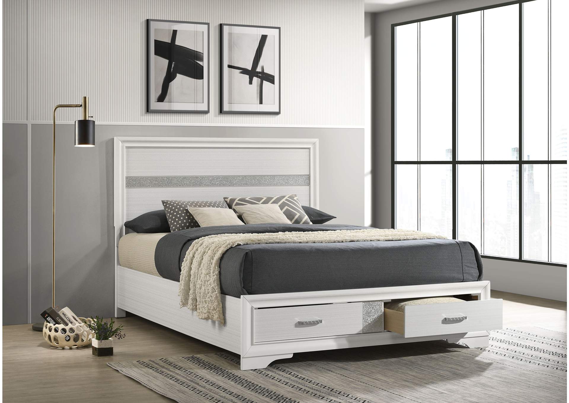 Miranda Queen 2-drawer Storage Bed White,Coaster Furniture