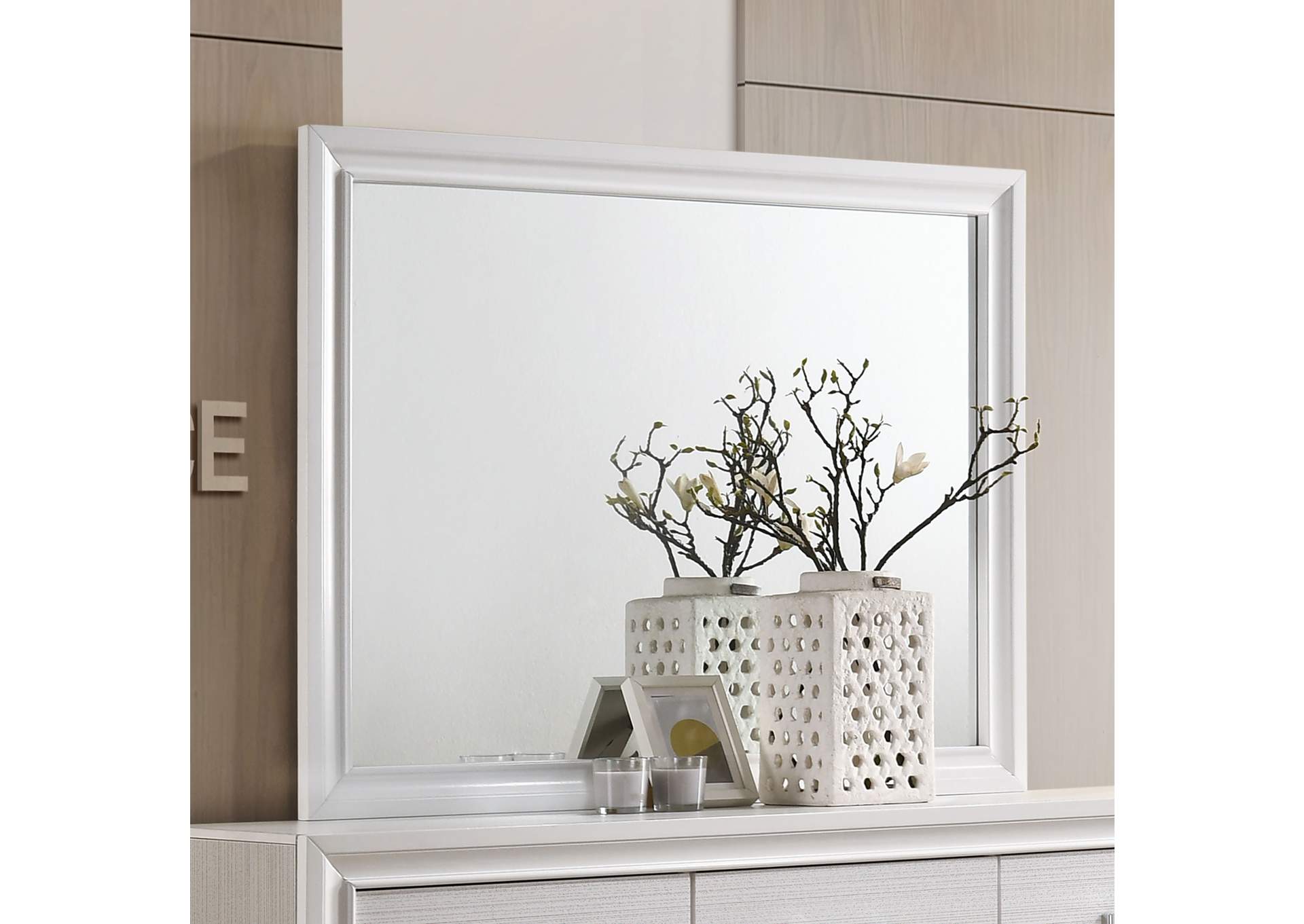 Miranda Rectangular Mirror White,Coaster Furniture