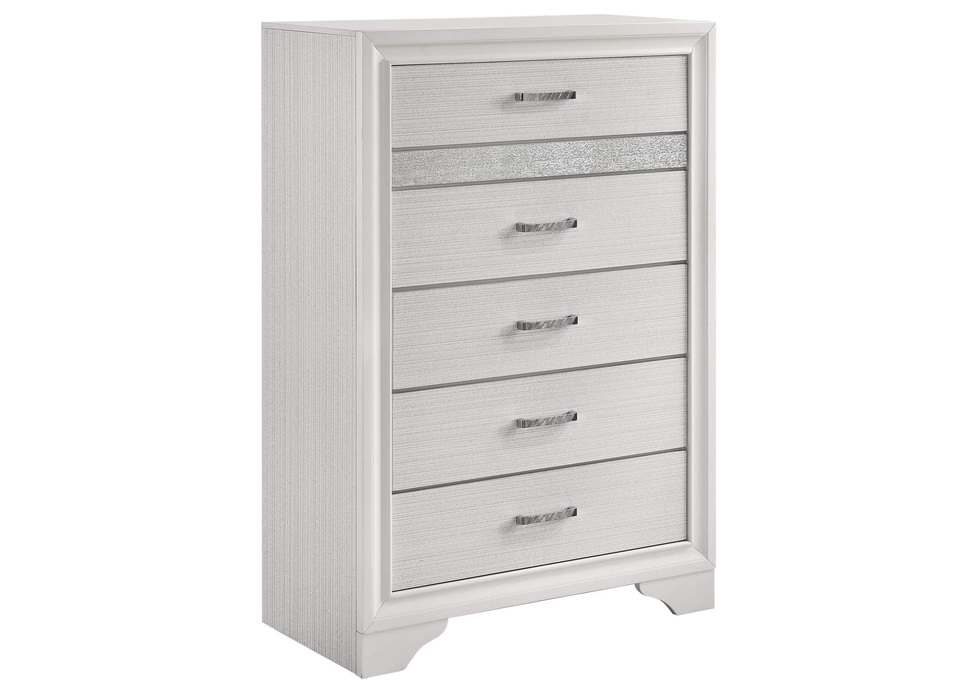 Miranda 5-drawer Chest White and Rhinestone,Coaster Furniture