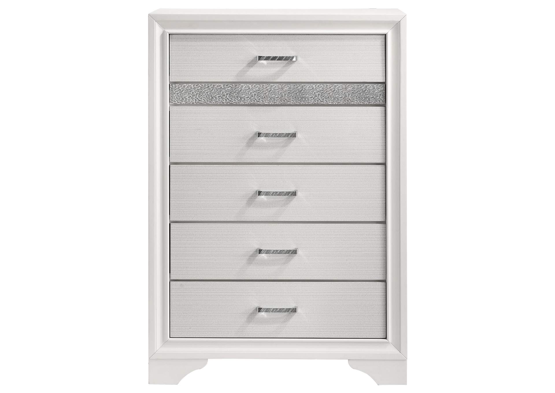 Miranda 5-drawer Chest White and Rhinestone,Coaster Furniture