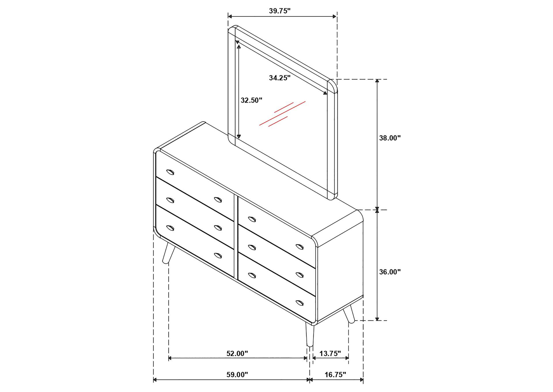 DRESSER WITH MIRROR,Coaster Furniture