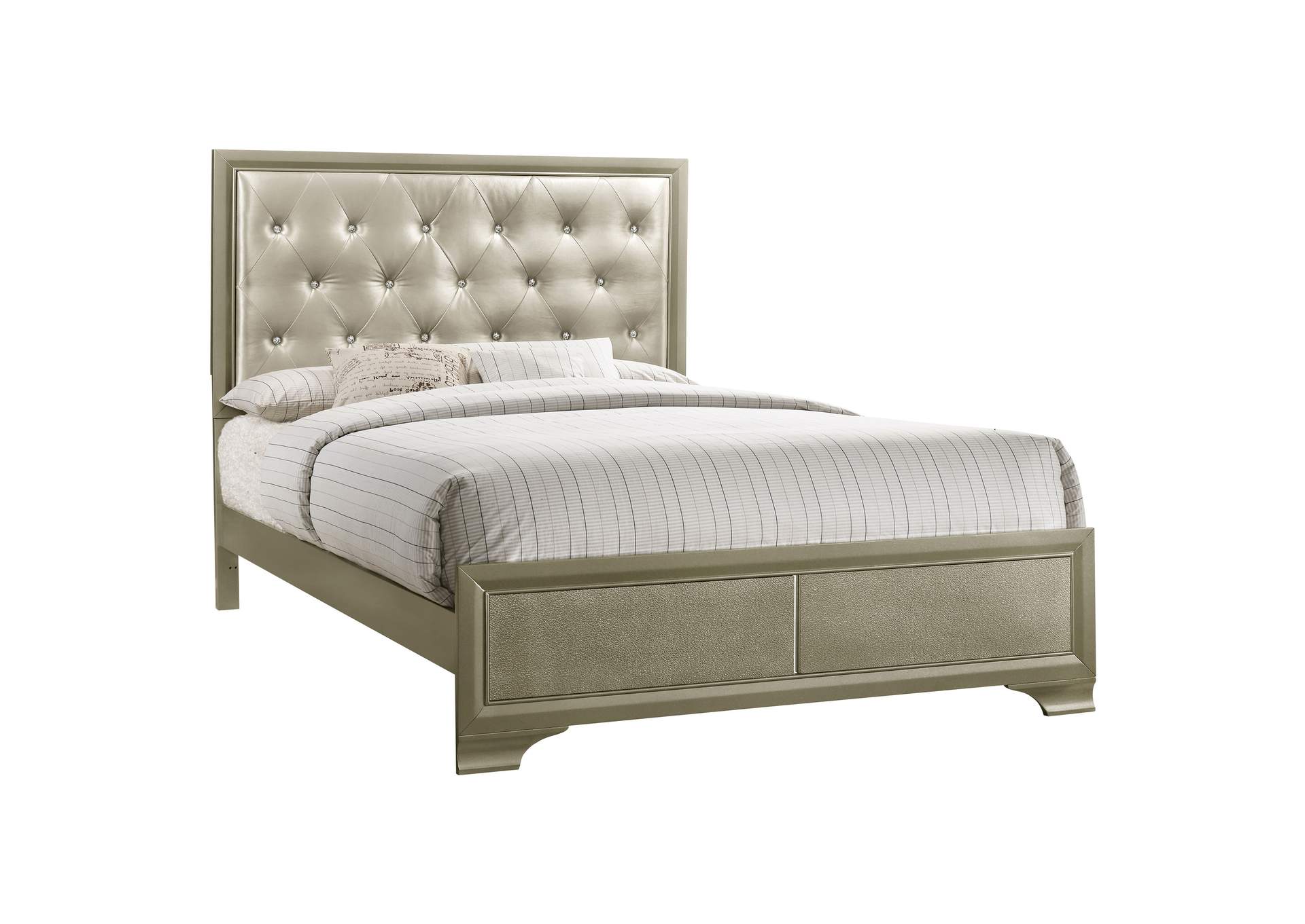 Beaumont Upholstered Eastern King Bed Champagne,Coaster Furniture