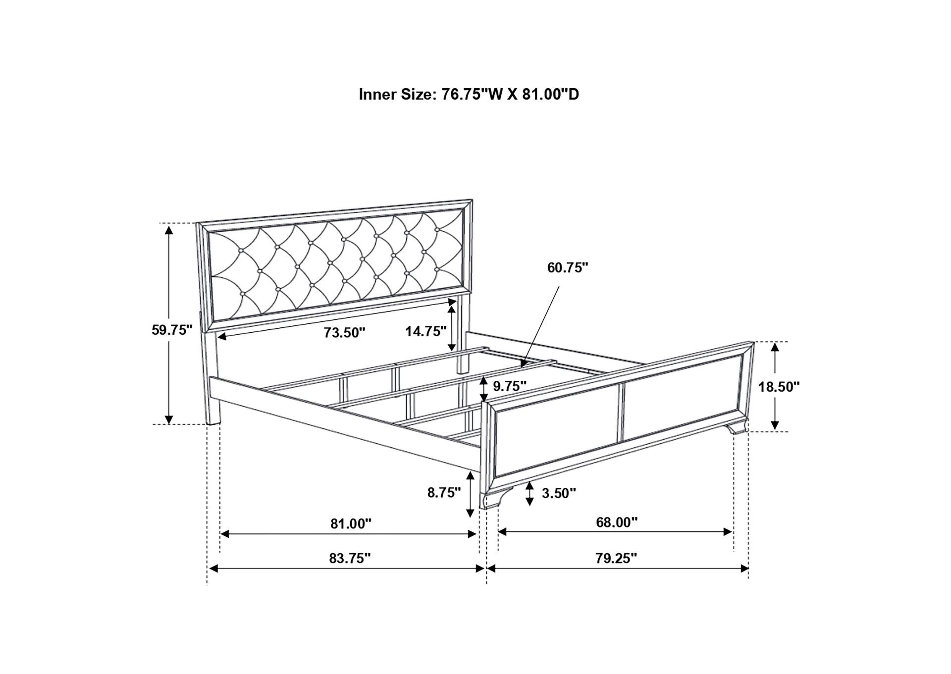 Beaumont Upholstered Eastern King Bed Champagne,Coaster Furniture