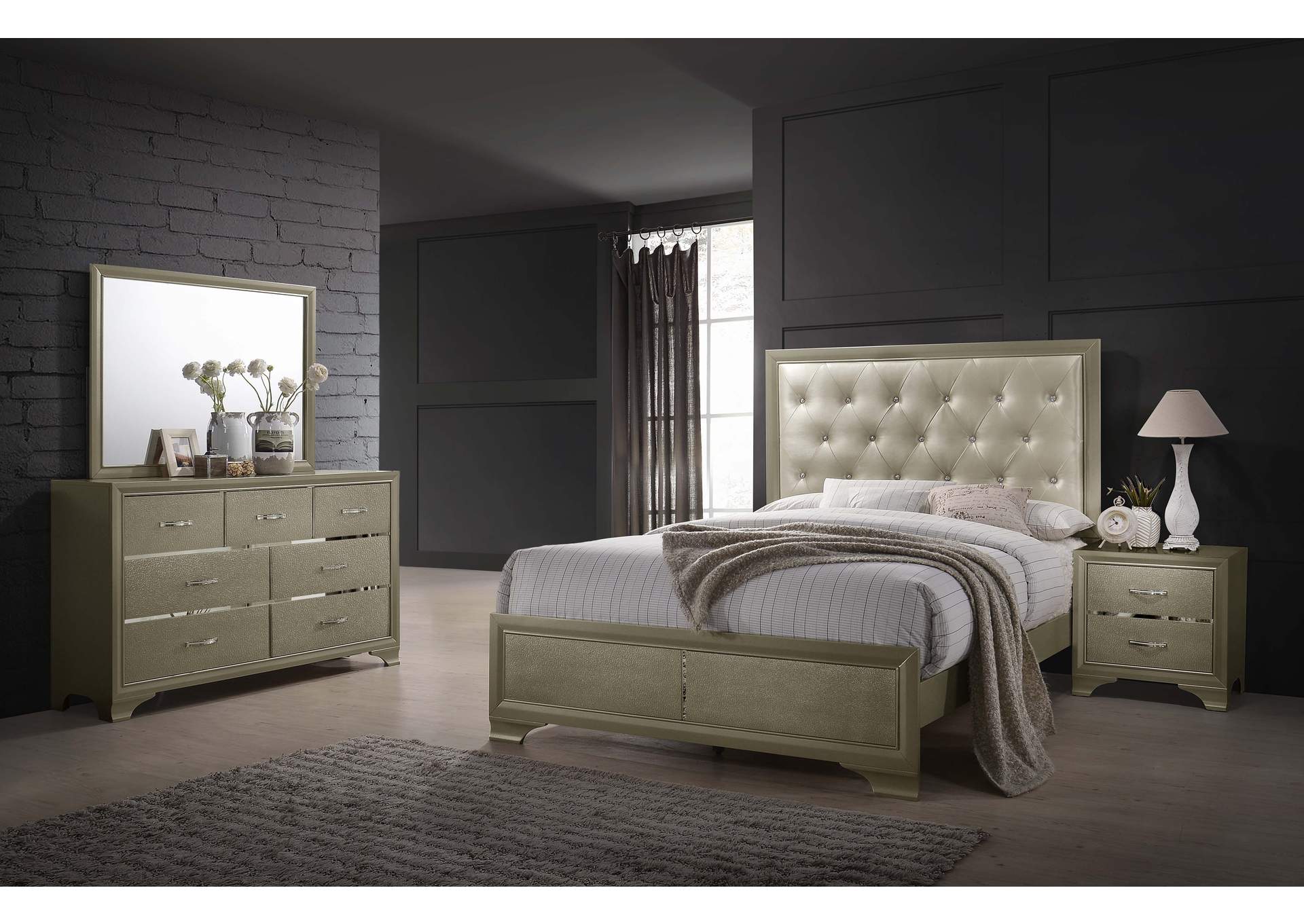 Beaumont Bedroom Set Metallic Champagne,Coaster Furniture