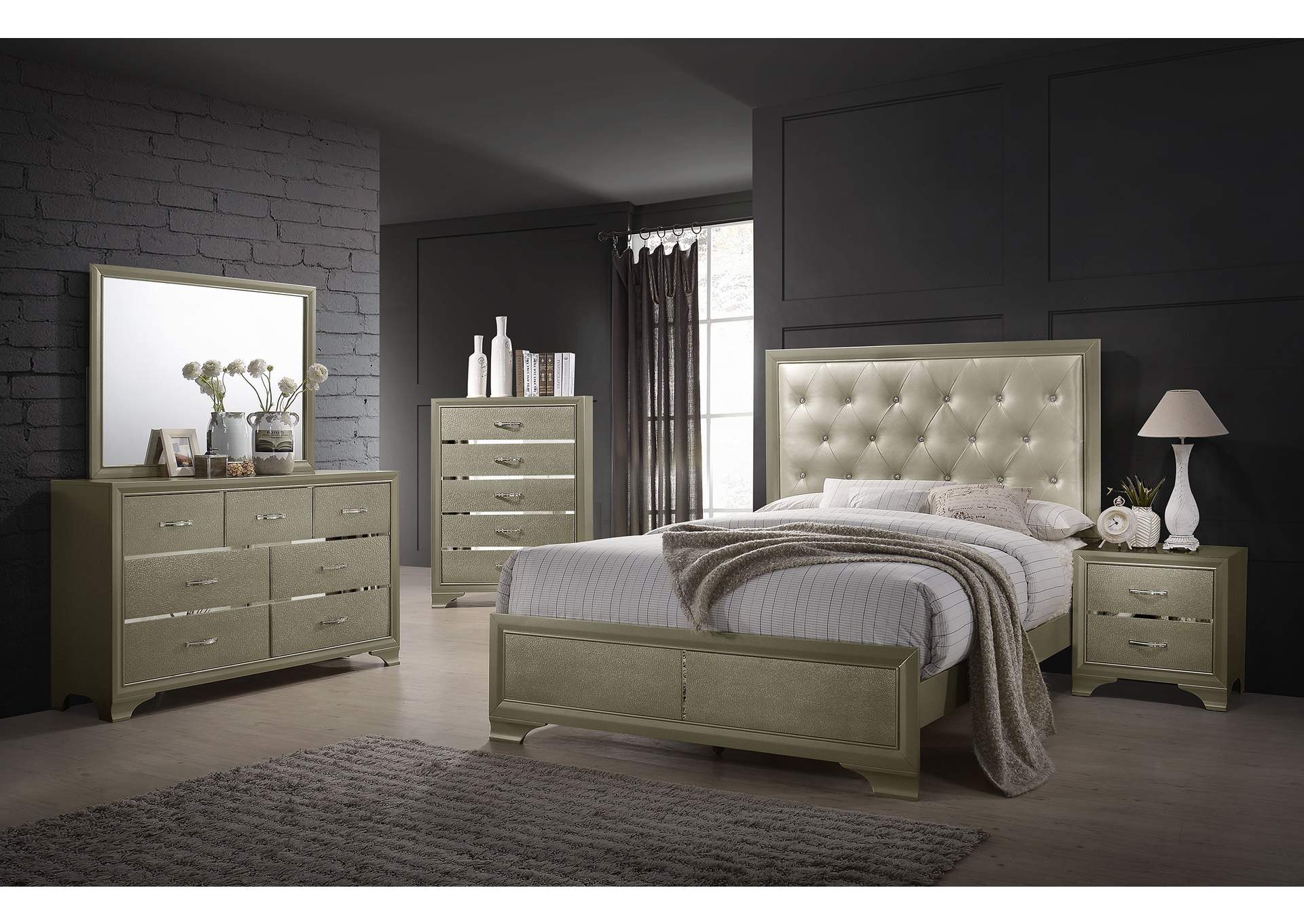 Beaumont Bedroom Set Metallic Champagne,Coaster Furniture