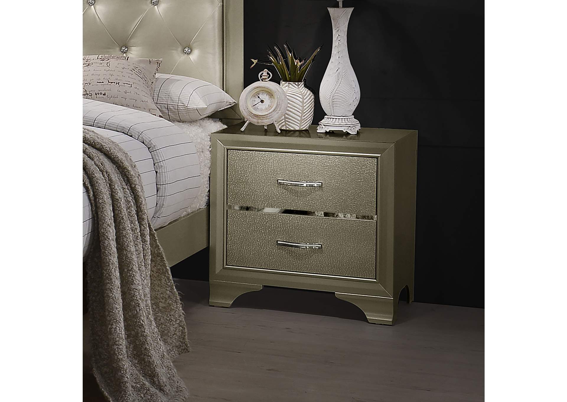 Beaumont 2-drawer Rectangular Nightstand Champagne,Coaster Furniture