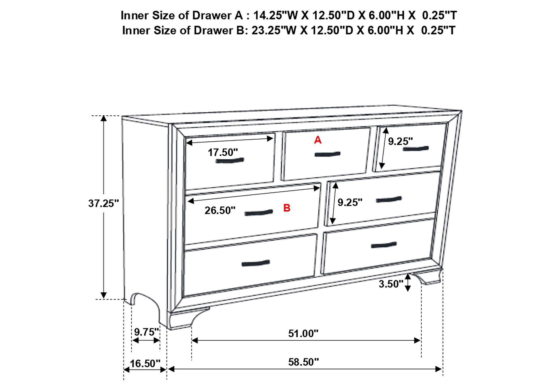 Beaumont 7-drawer Rectangular Dresser Champagne,Coaster Furniture