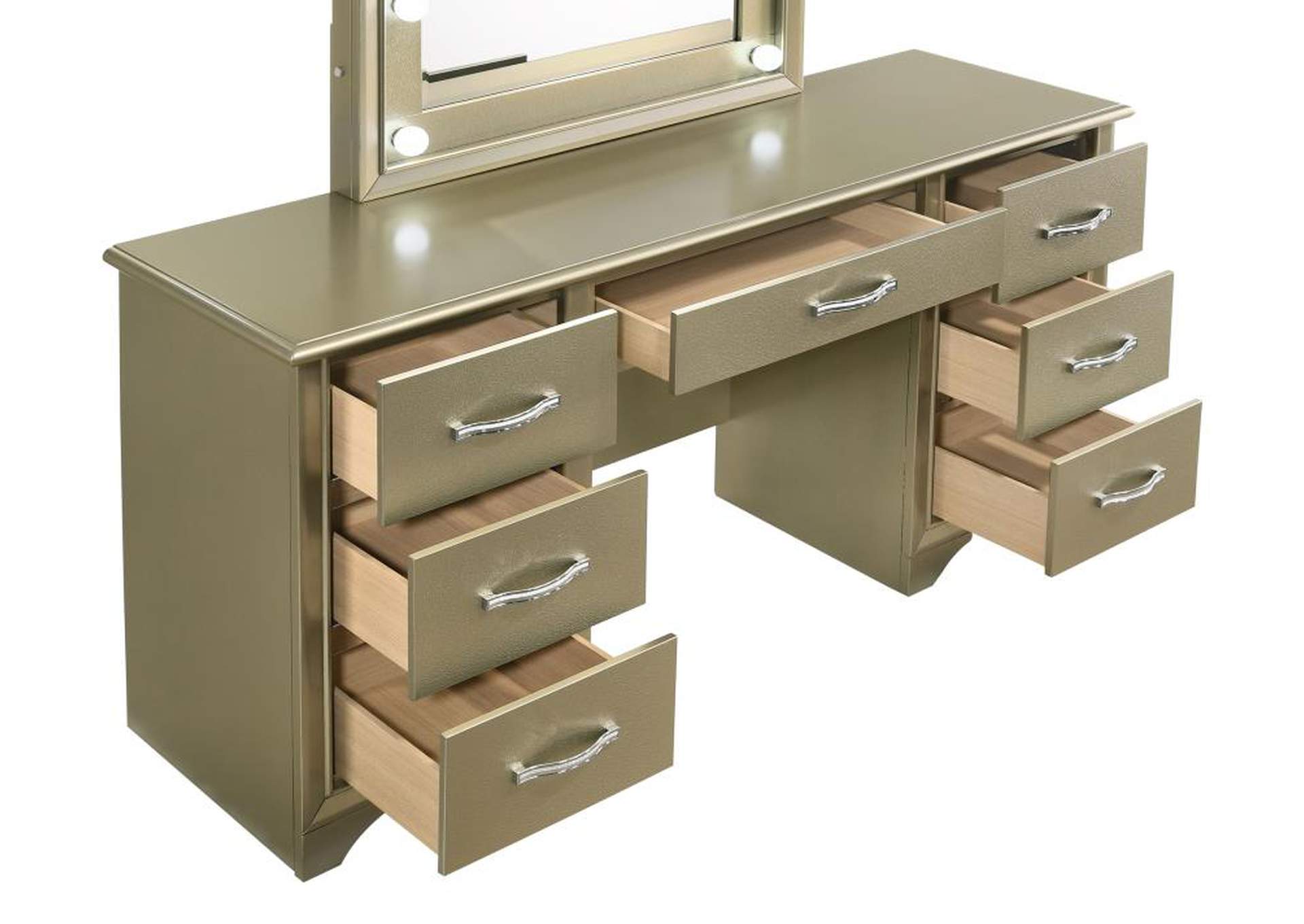 Beaumont 7 - drawer Vanity Desk with Lighting Mirror Champagne,Coaster Furniture