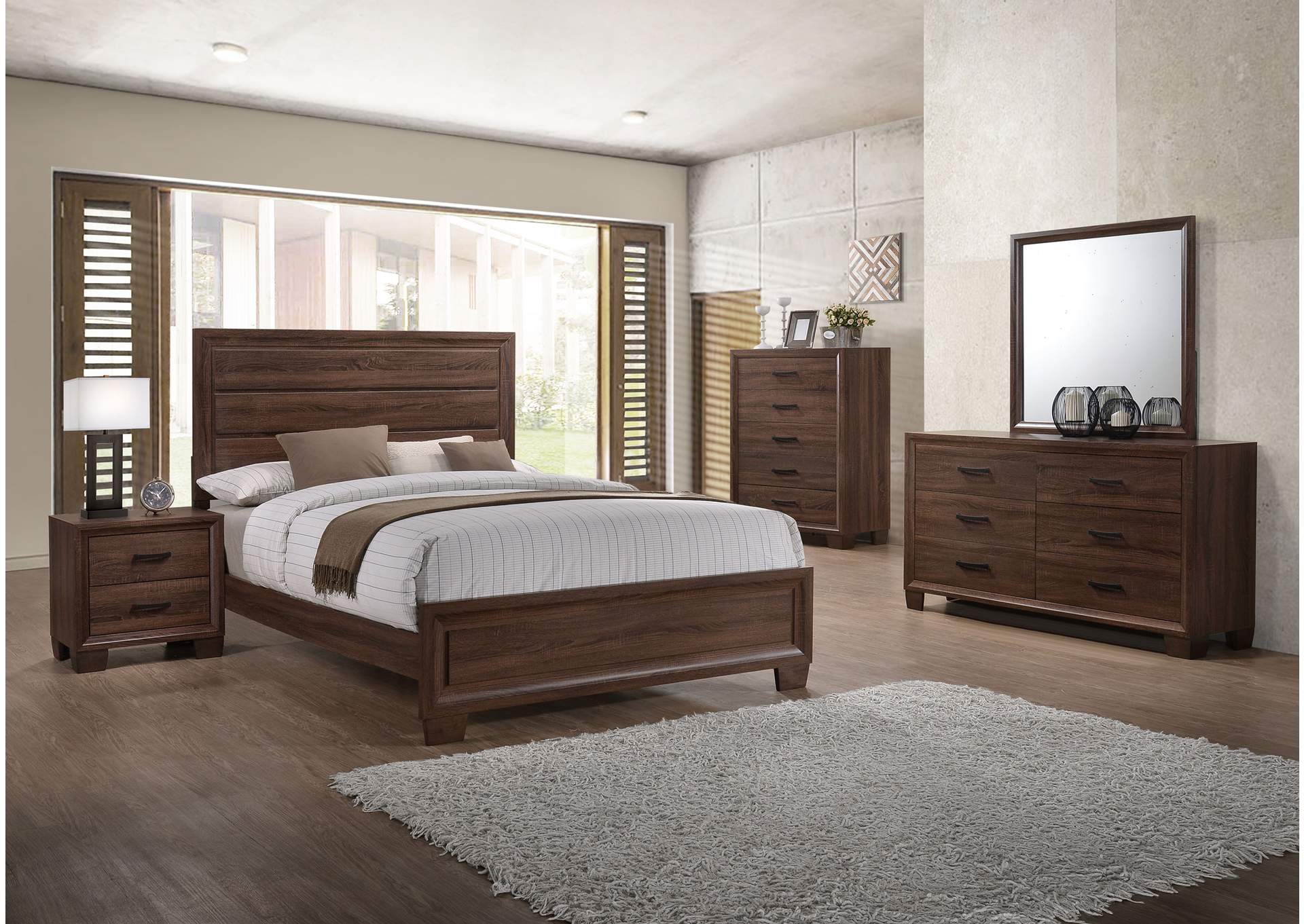 Brandon Queen Panel Bed Medium Warm Brown,Coaster Furniture