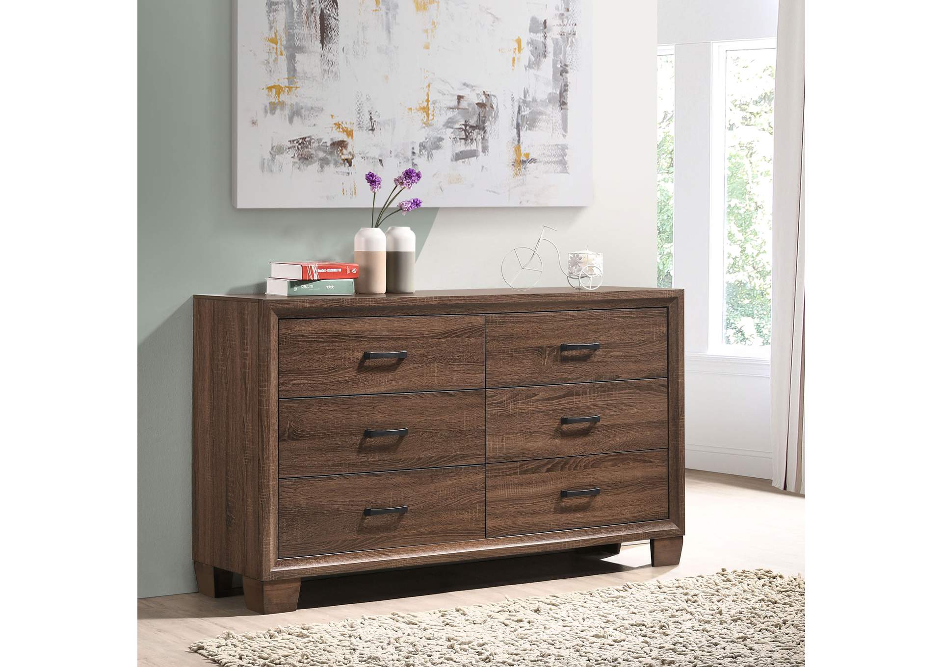 Brandon 6-drawer Dresser Medium Warm Brown,Coaster Furniture