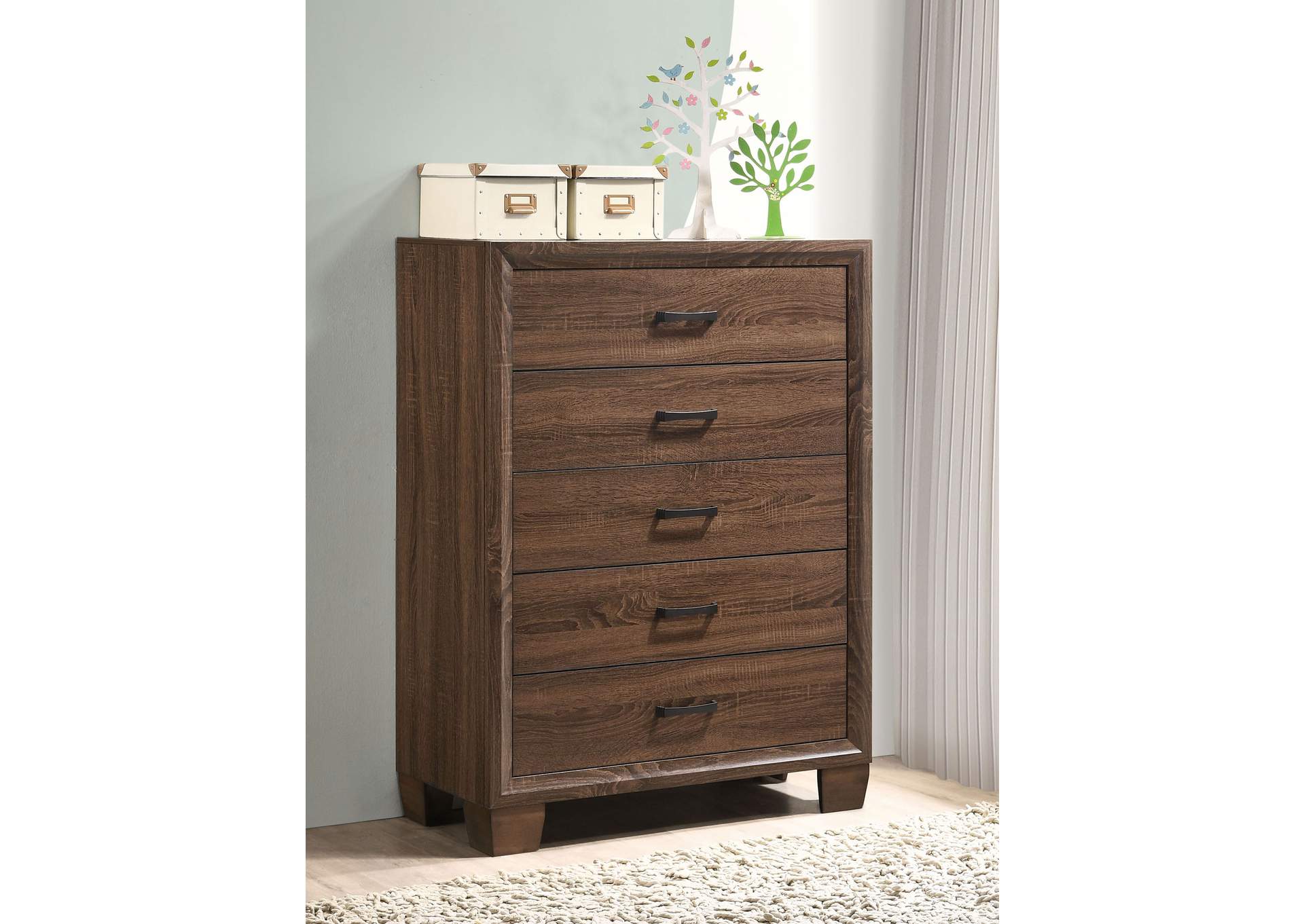 Brandon 5-drawer Chest Medium Warm Brown,Coaster Furniture