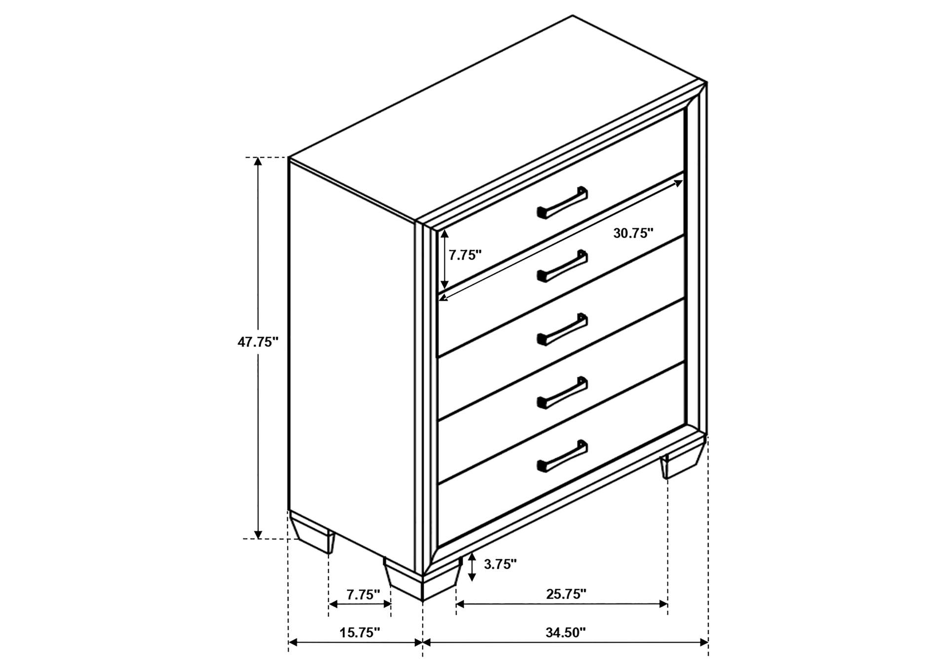 Brandon 5-drawer Chest Medium Warm Brown,Coaster Furniture