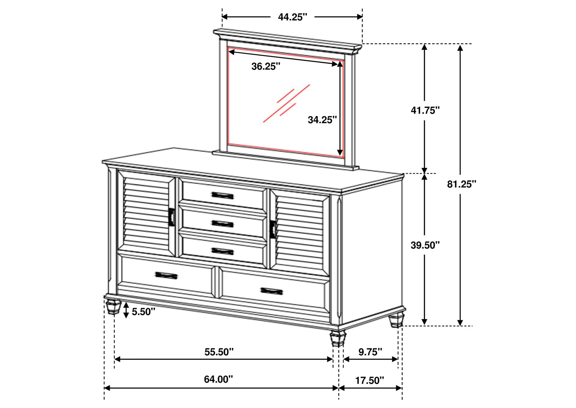 DRESSER WITH MIRROR,Coaster Furniture