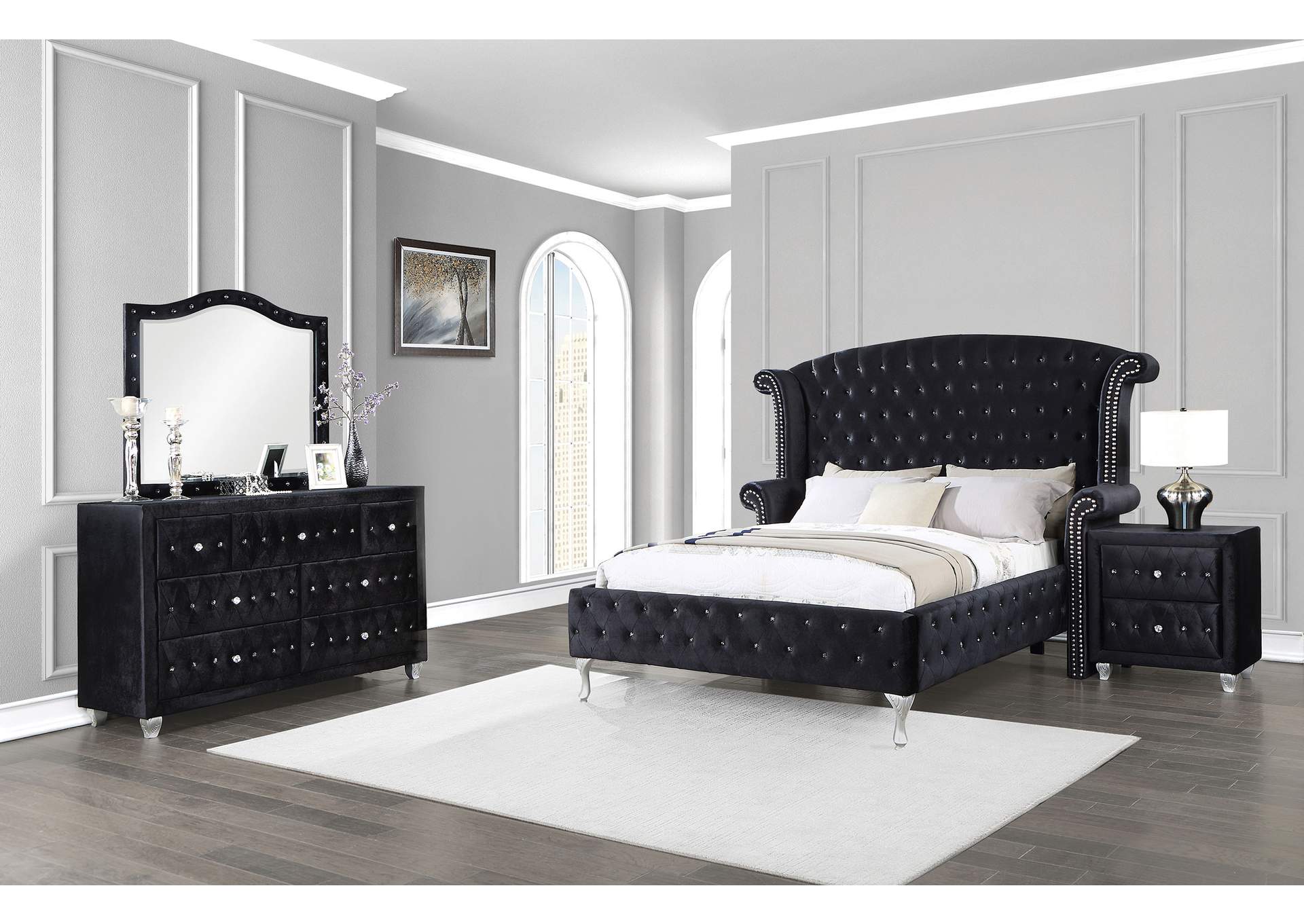 Deanna 4-piece Eastern King Bedroom Set Black,Coaster Furniture