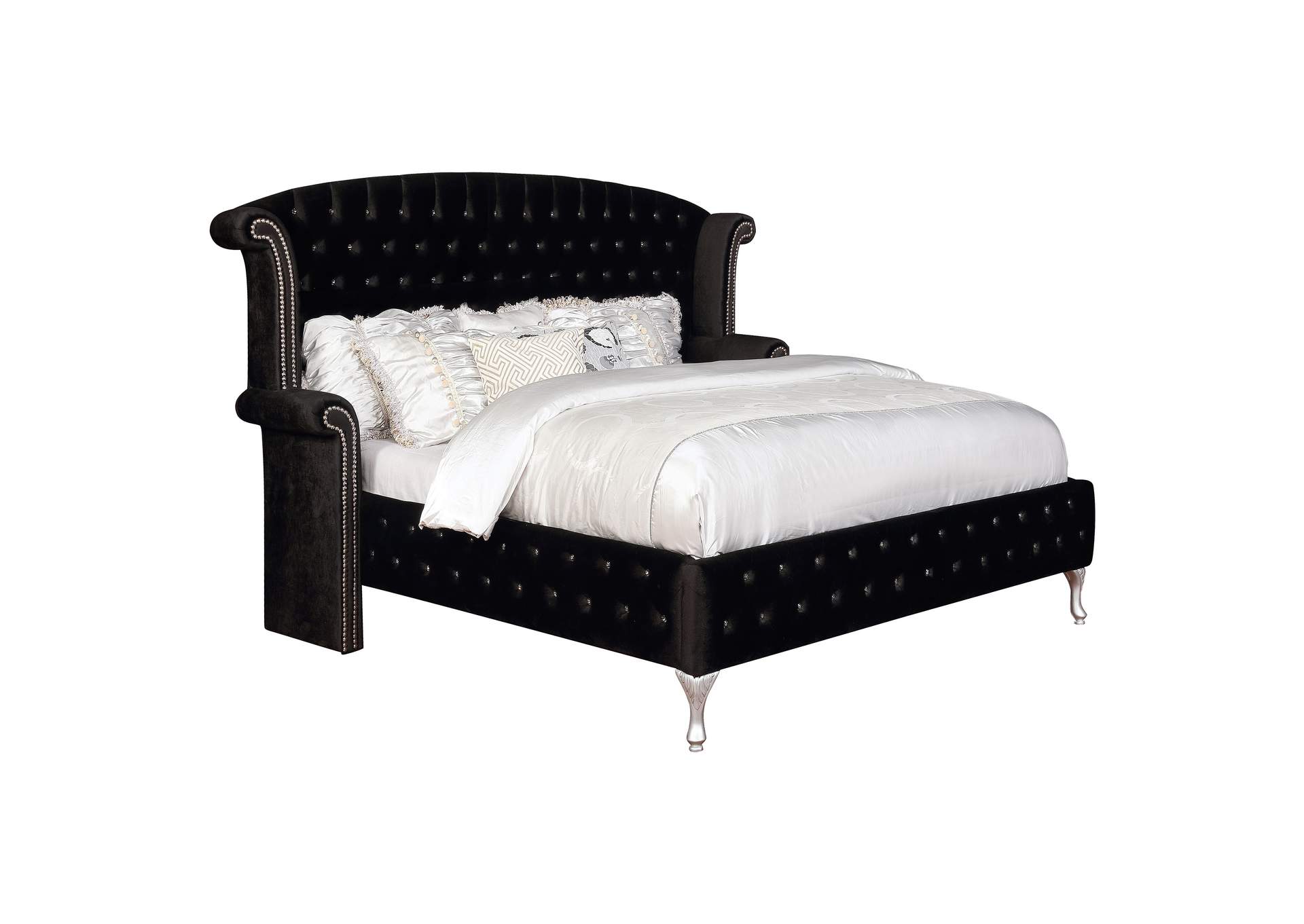 Deanna Eastern King Tufted Upholstered Bed Black,Coaster Furniture