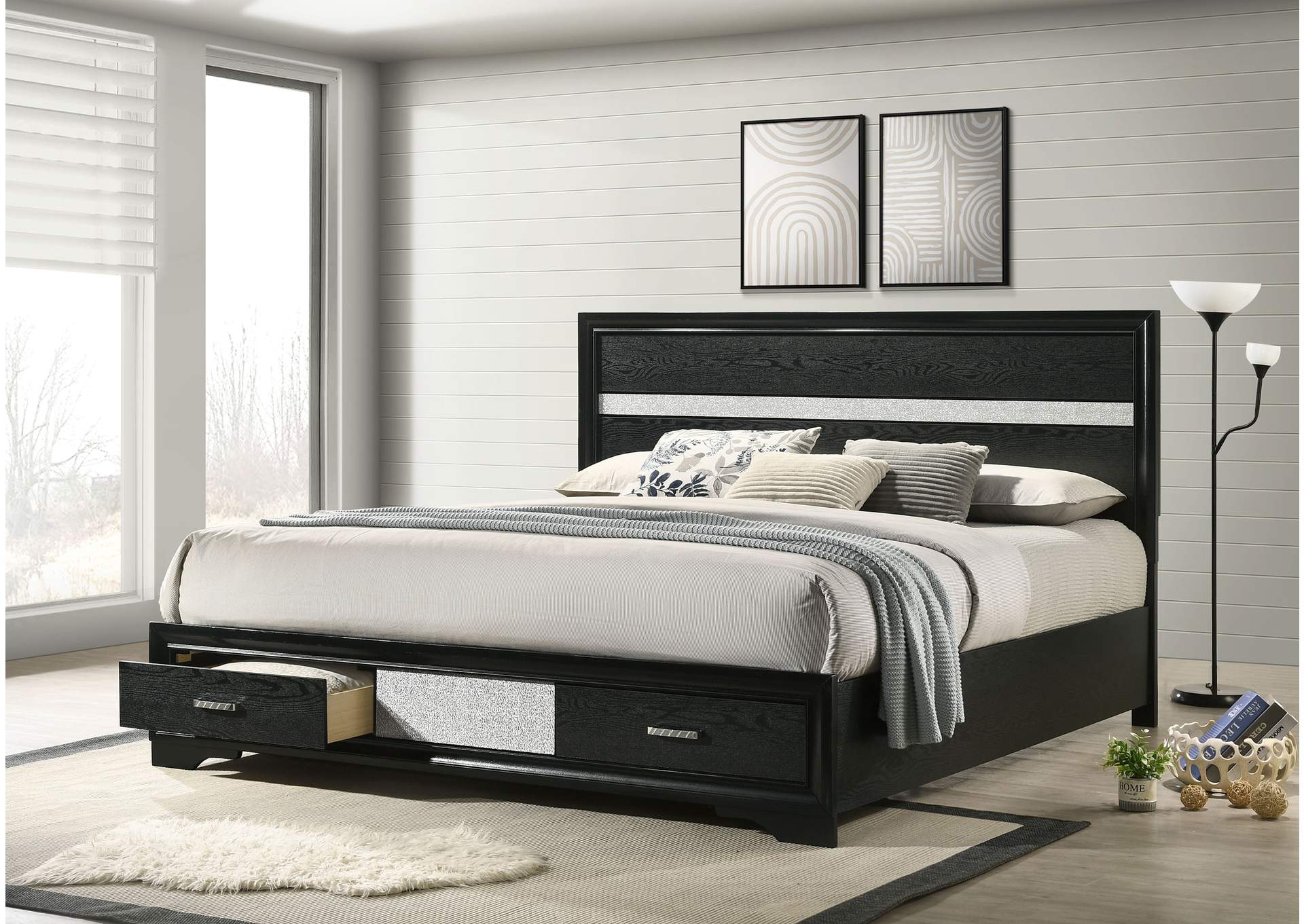 Miranda Eastern King 2-drawer Storage Bed Black,Coaster Furniture