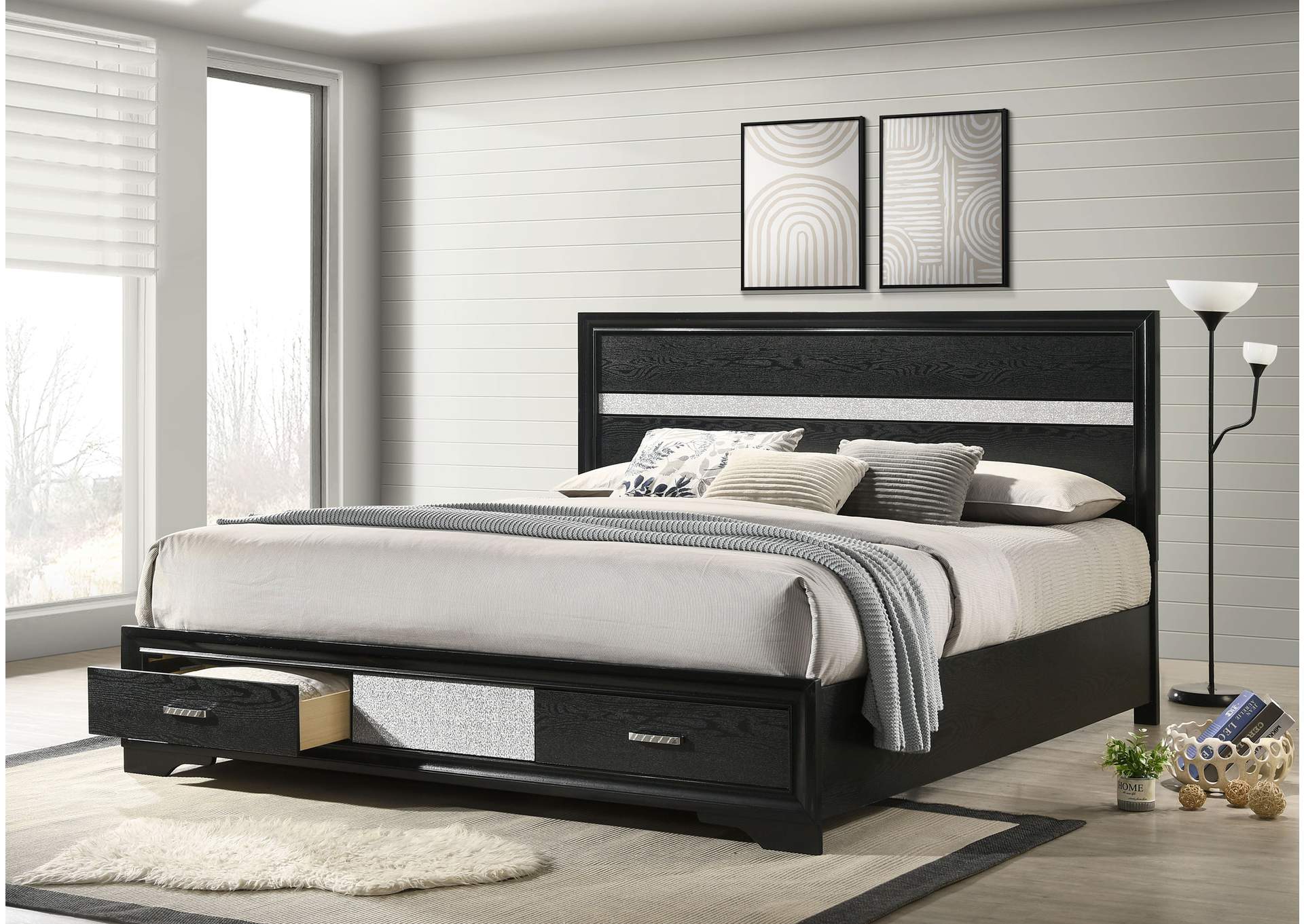 Miranda California King 2-drawer Storage Bed Black,Coaster Furniture