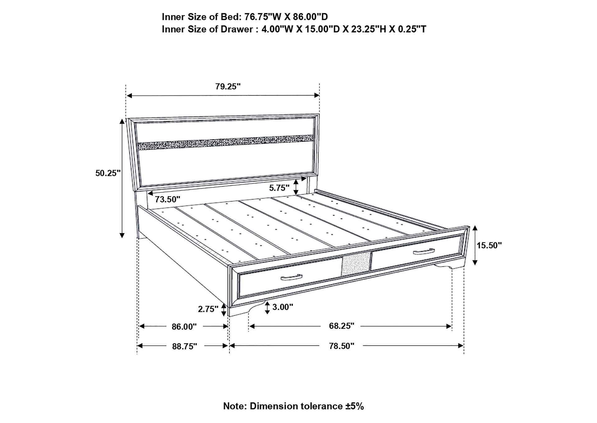 Miranda California King 2-drawer Storage Bed Black,Coaster Furniture