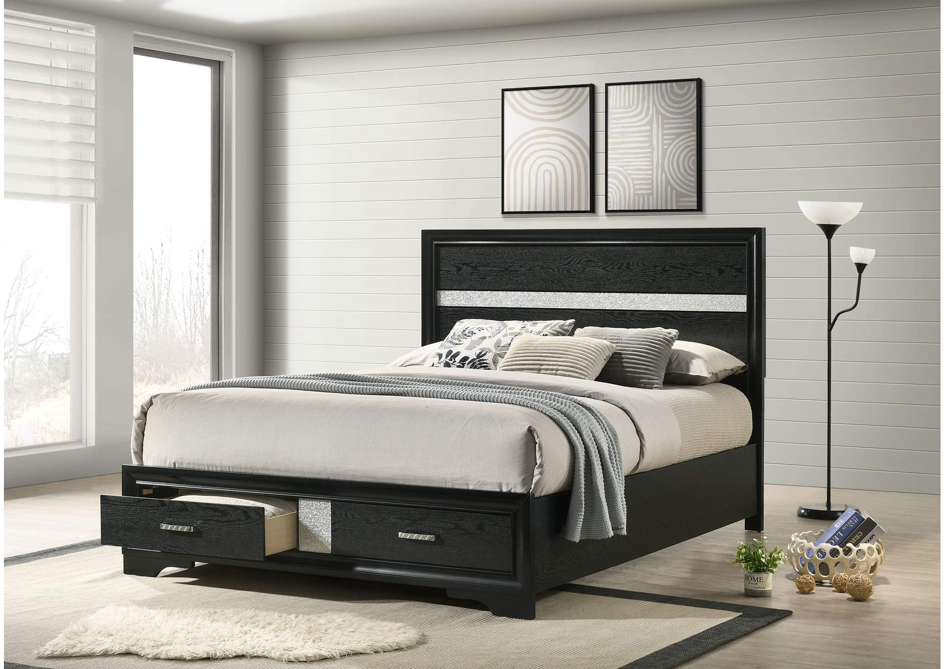 Miranda Queen 2-drawer Storage Bed Black,Coaster Furniture