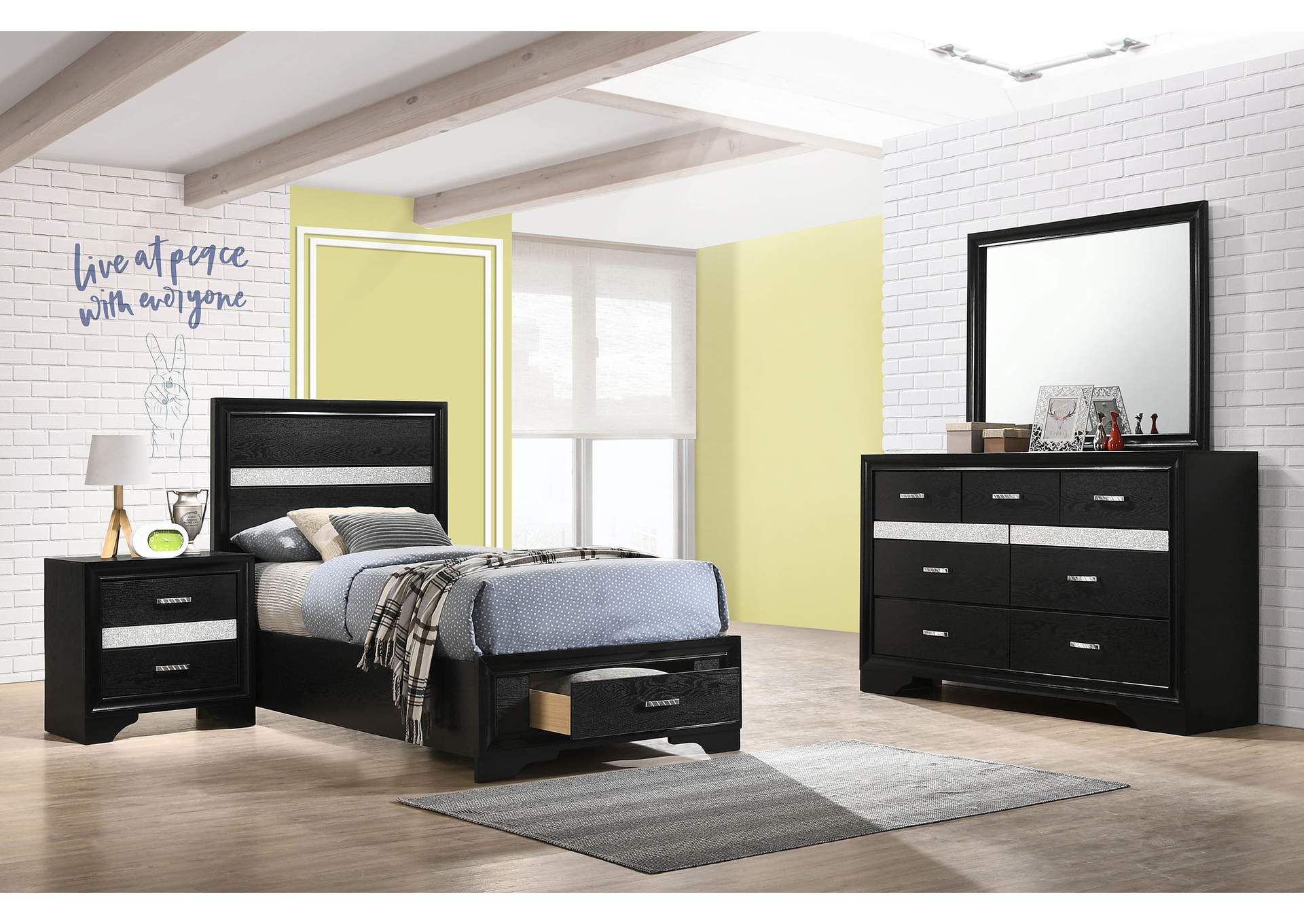 Miranda 4-piece Twin Storage Bedroom Set Black,Coaster Furniture