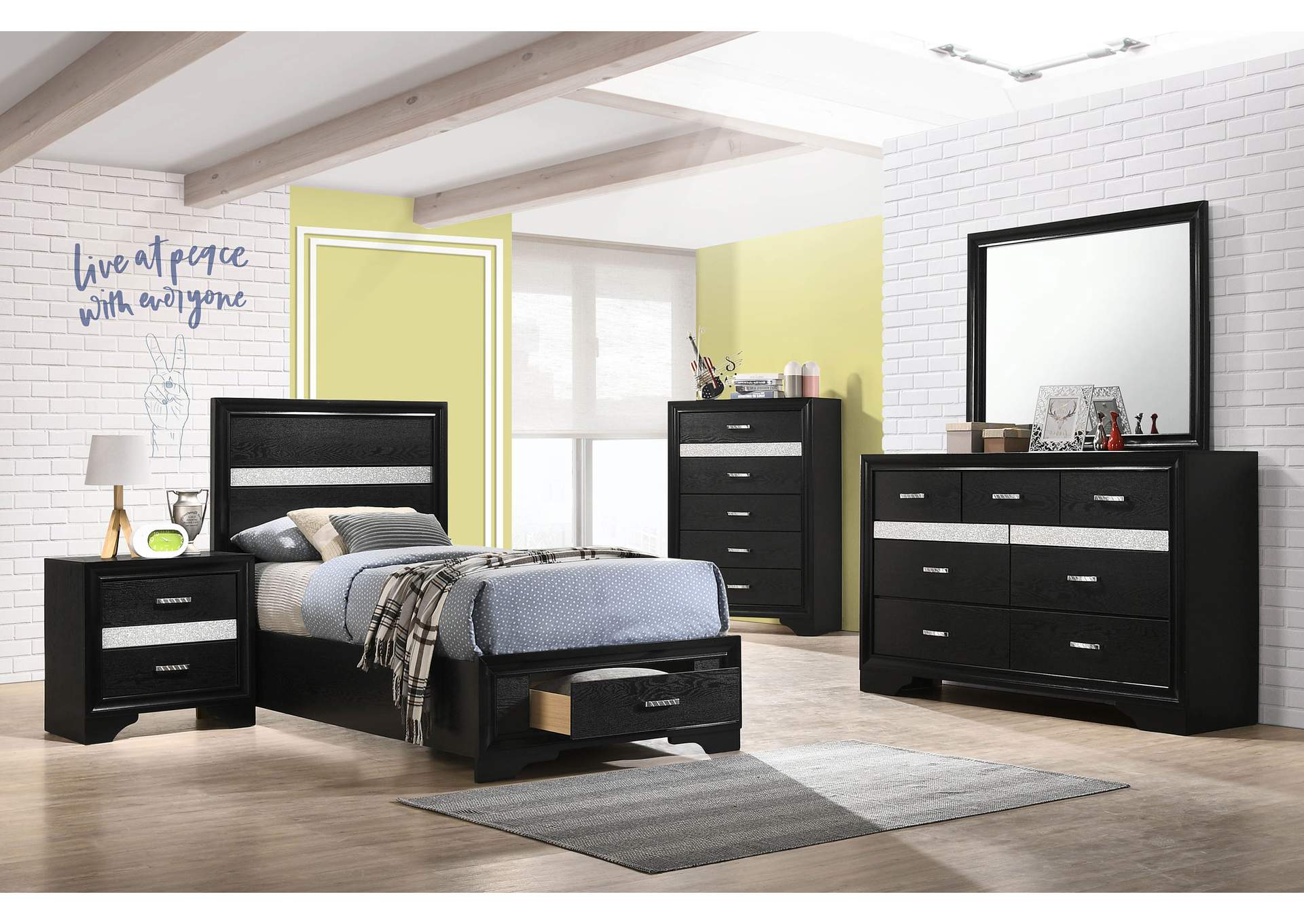 Miranda 5-piece Twin Storage Bedroom Set Black,Coaster Furniture