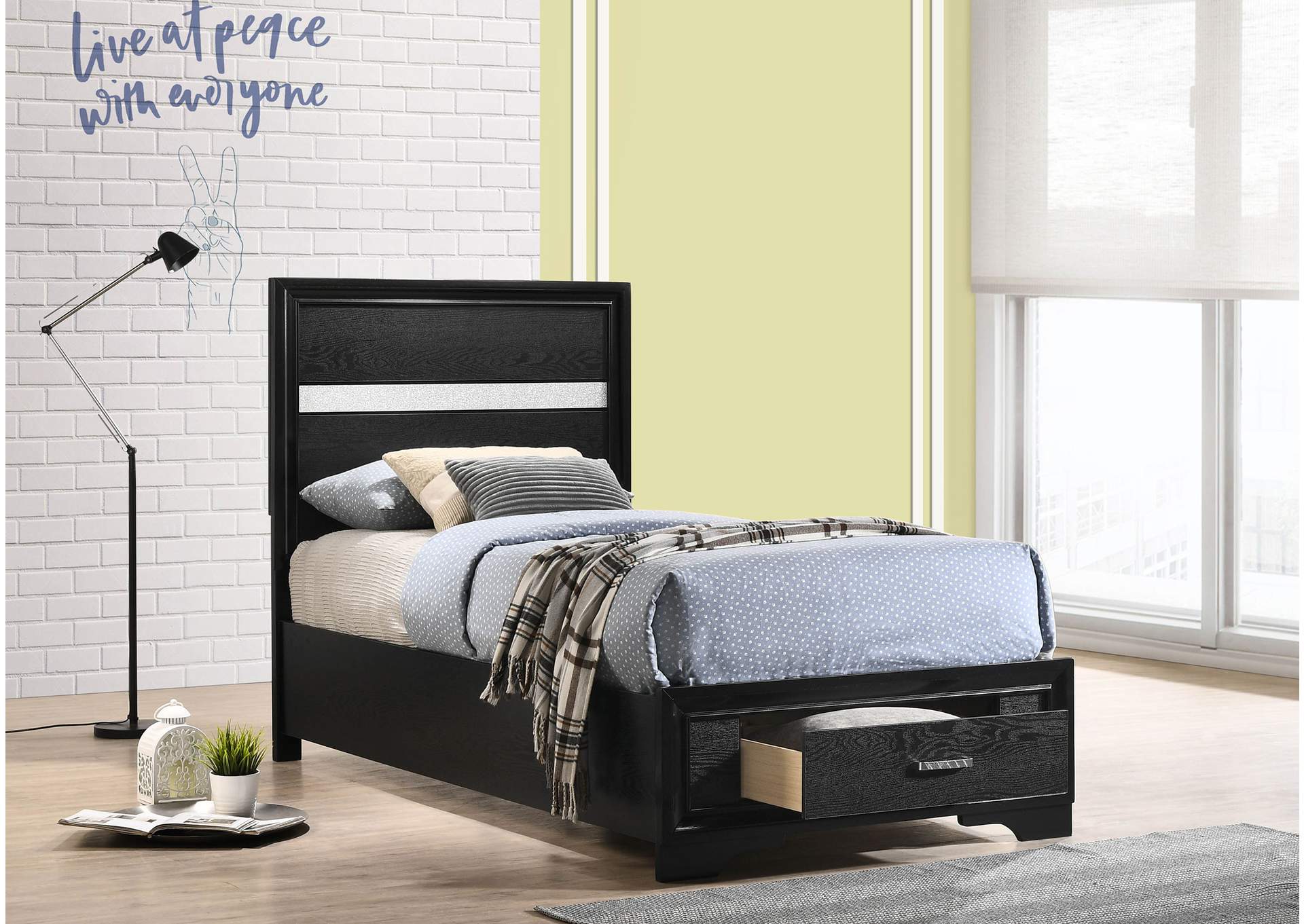 Miranda Twin Storage Bed Black,Coaster Furniture