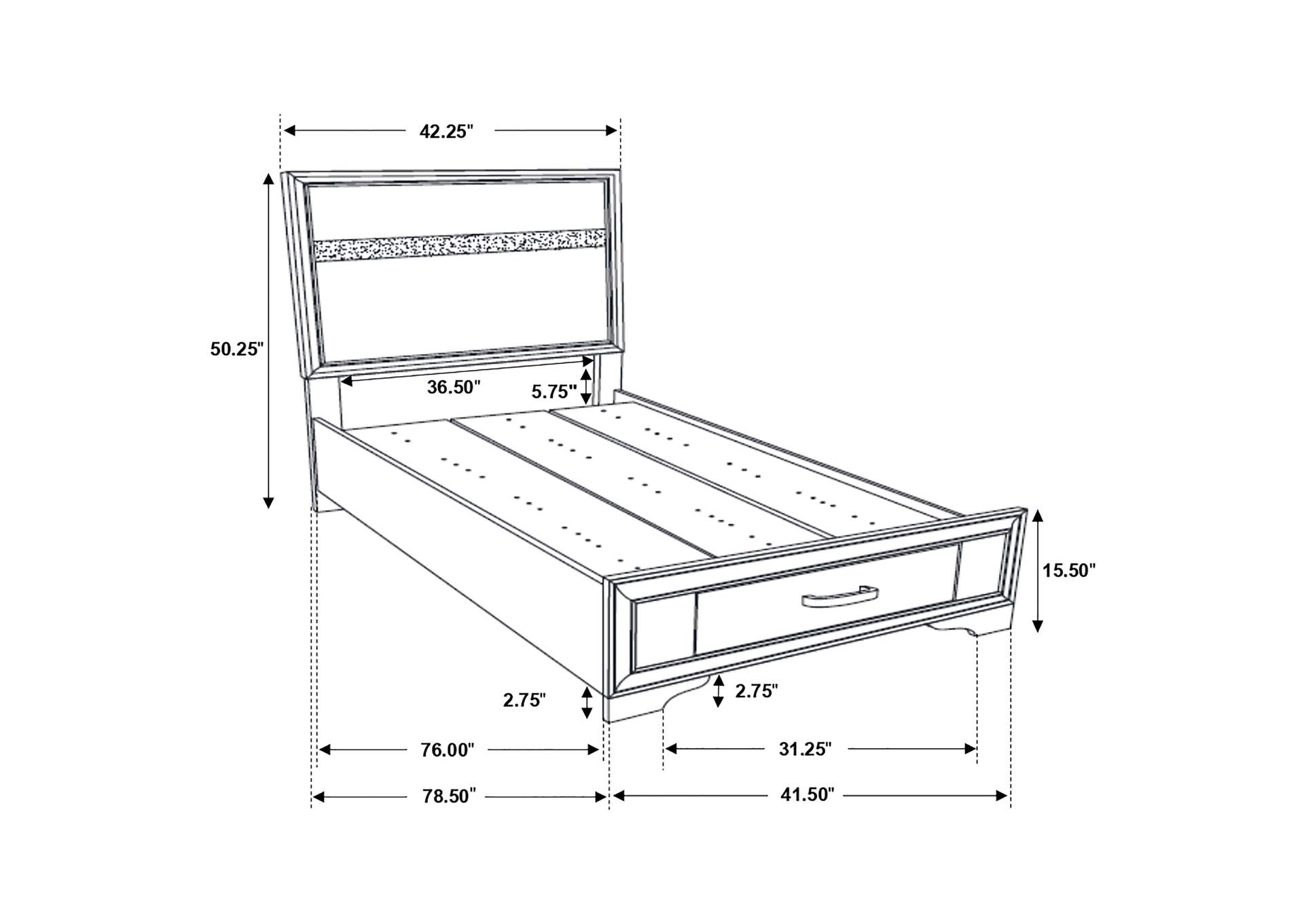 Miranda Twin Storage Bed Black,Coaster Furniture