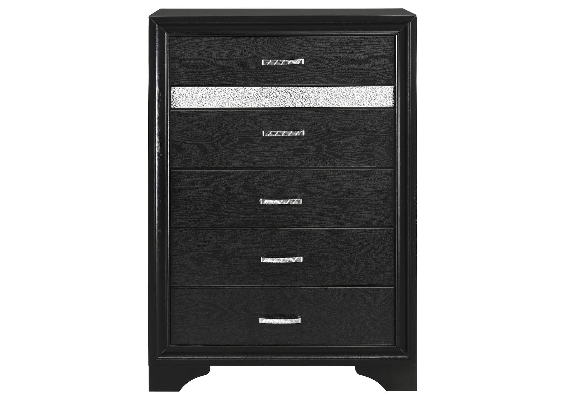 Miranda 5-drawer Chest Black and Rhinestone,Coaster Furniture