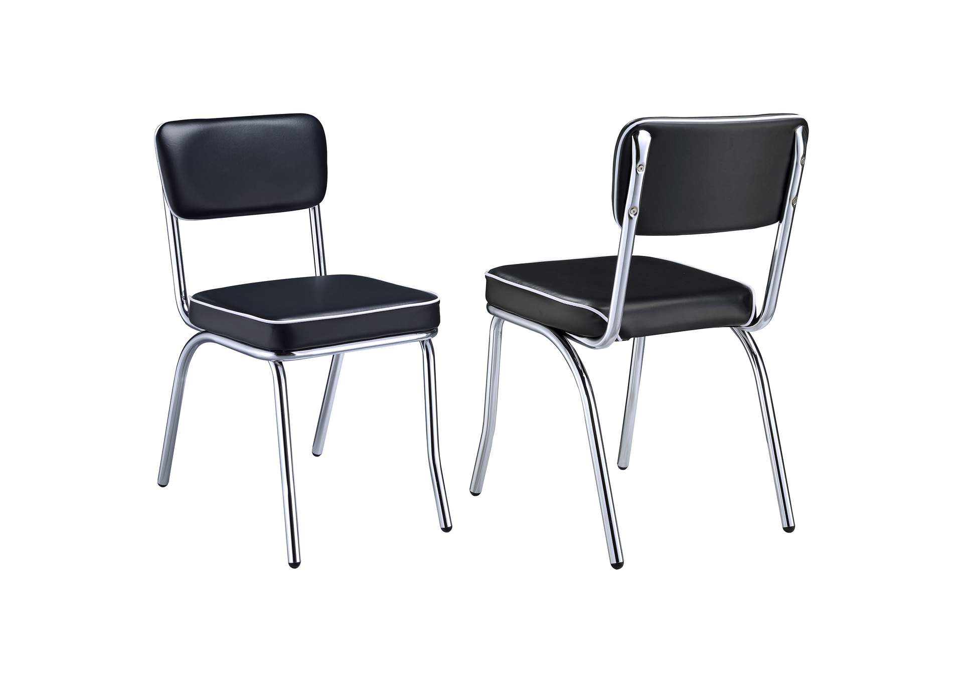 Retro Open Back Side Chairs Black and Chrome (Set of 2),Coaster Furniture