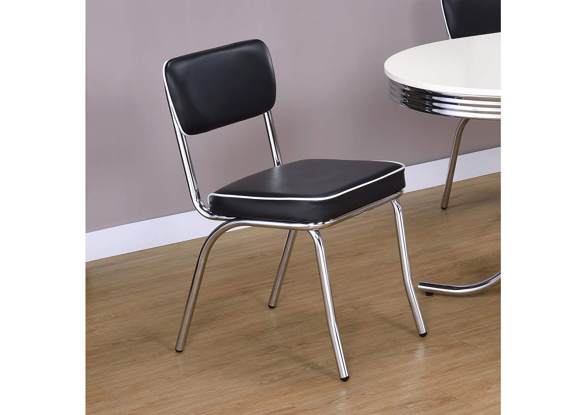 Retro Open Back Side Chairs Black and Chrome (Set of 2),Coaster Furniture