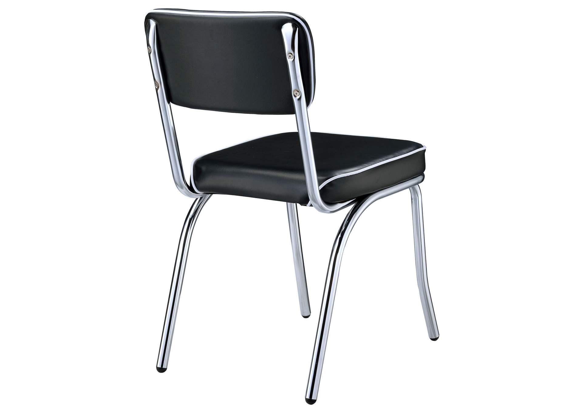 Retro Open Back Side Chairs Black and Chrome (Set of 2),Coaster Furniture