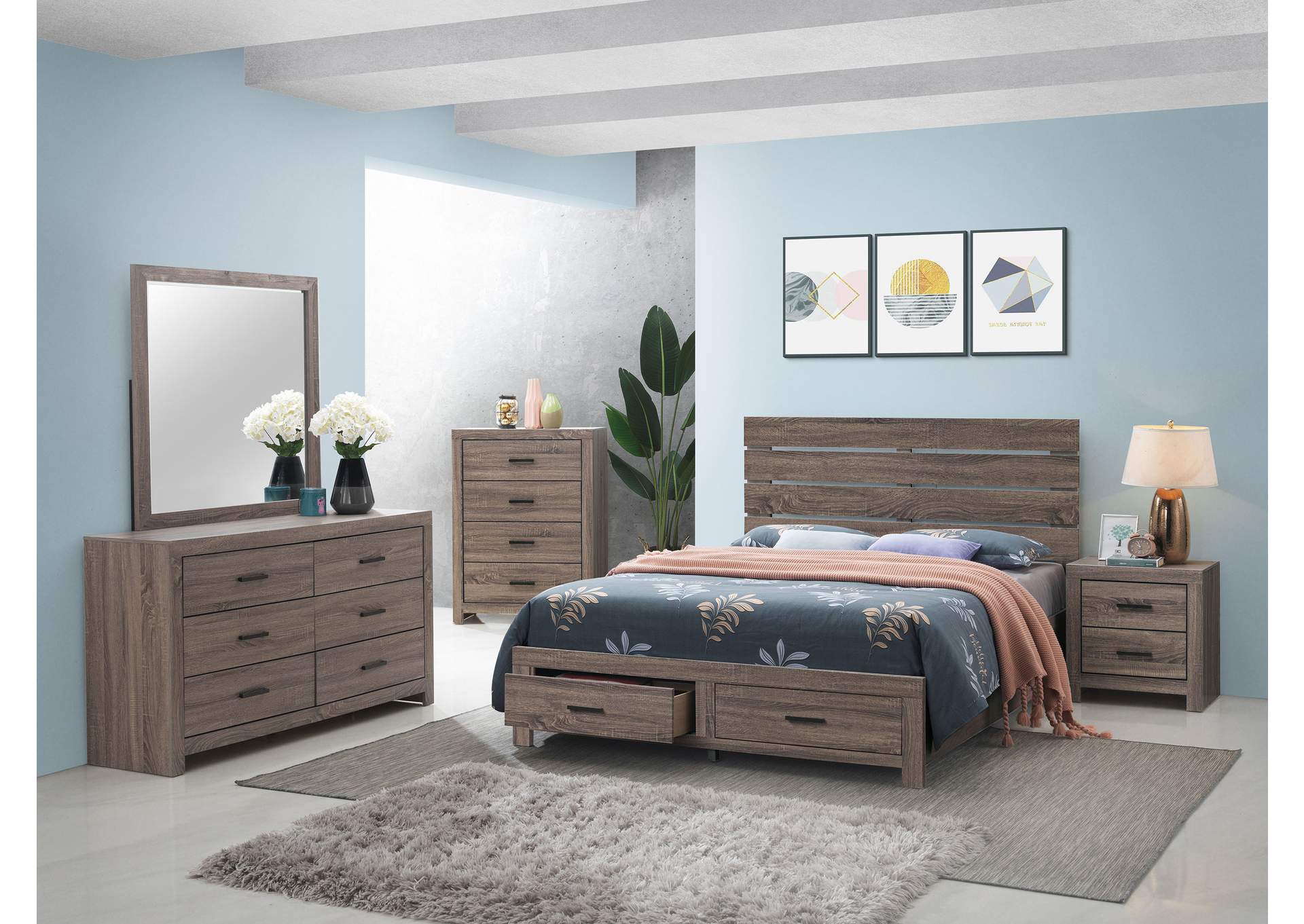 Brantford 5-piece Eastern King Storage Bedroom Set Barrel Oak,Coaster Furniture