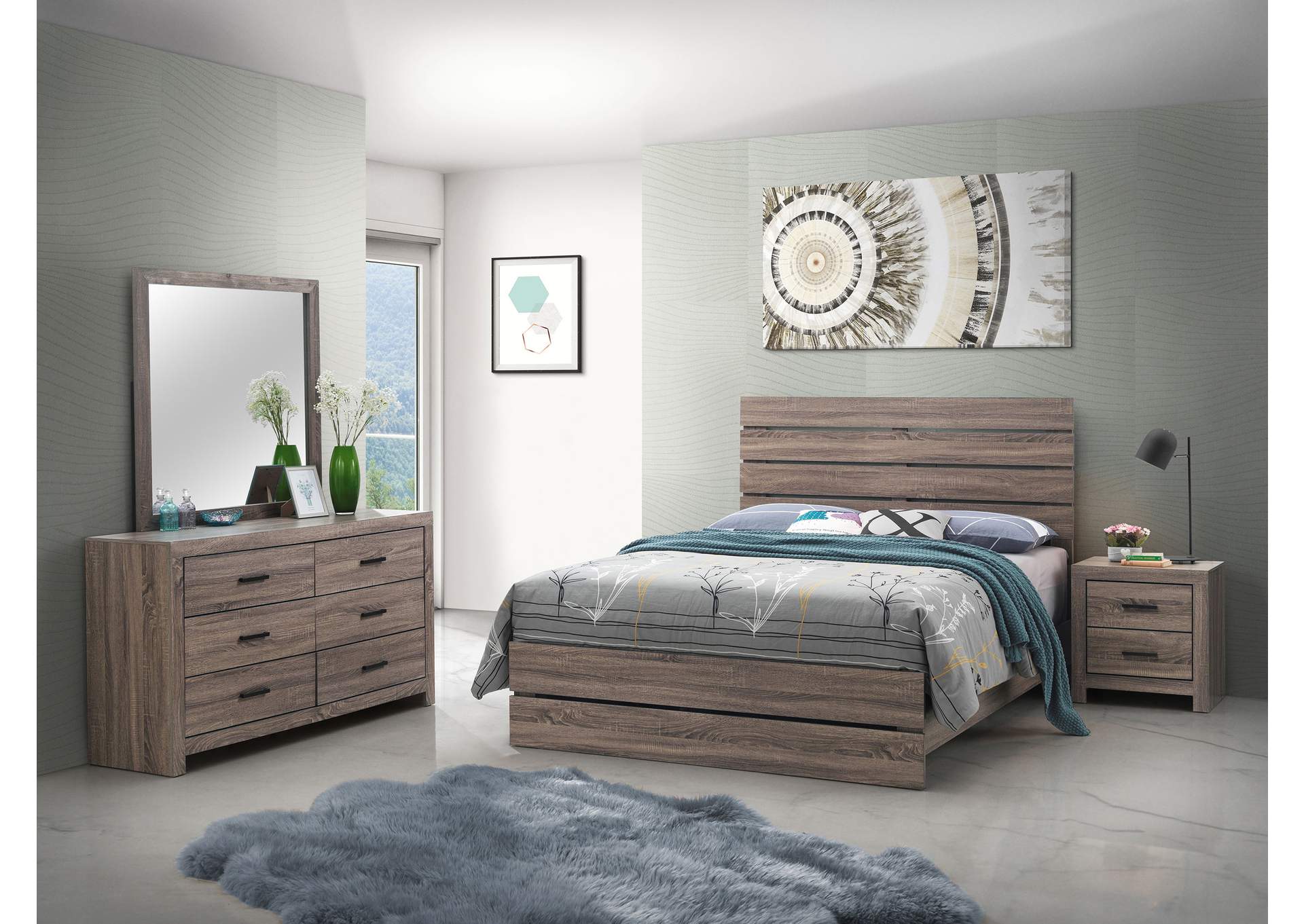 Brantford 4-piece Eastern King Panel Bedroom Set Barrel Oak,Coaster Furniture