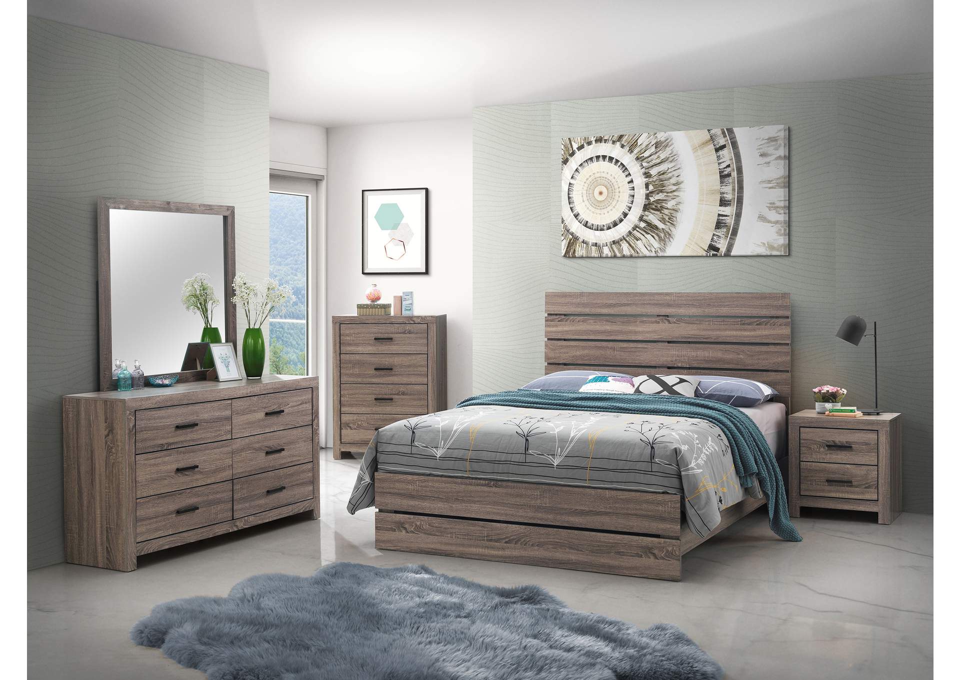 Brantford 5-piece Eastern King Panel Bedroom Set Barrel Oak,Coaster Furniture