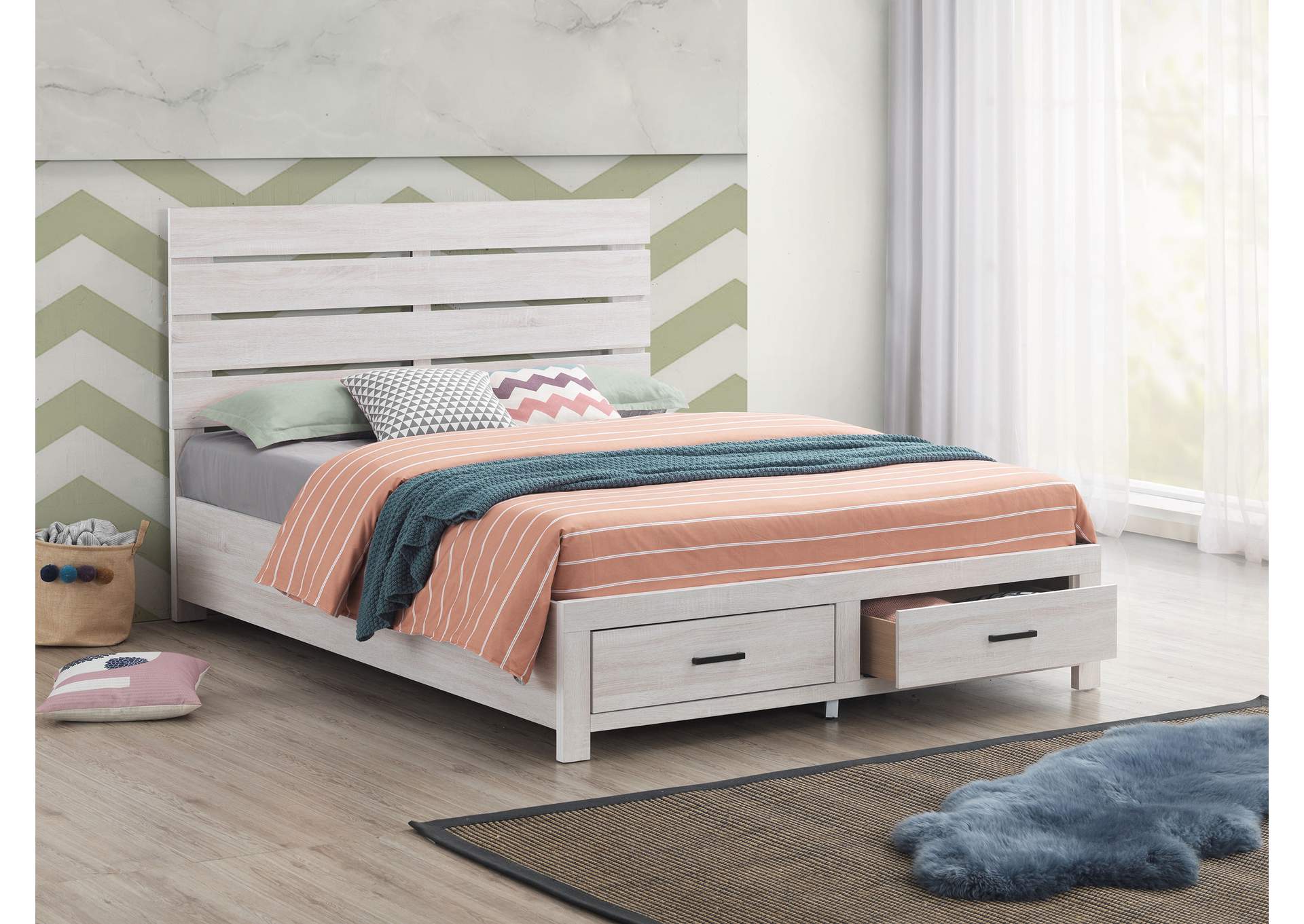 Brantford Eastern King Storage Bed Coastal White,Coaster Furniture