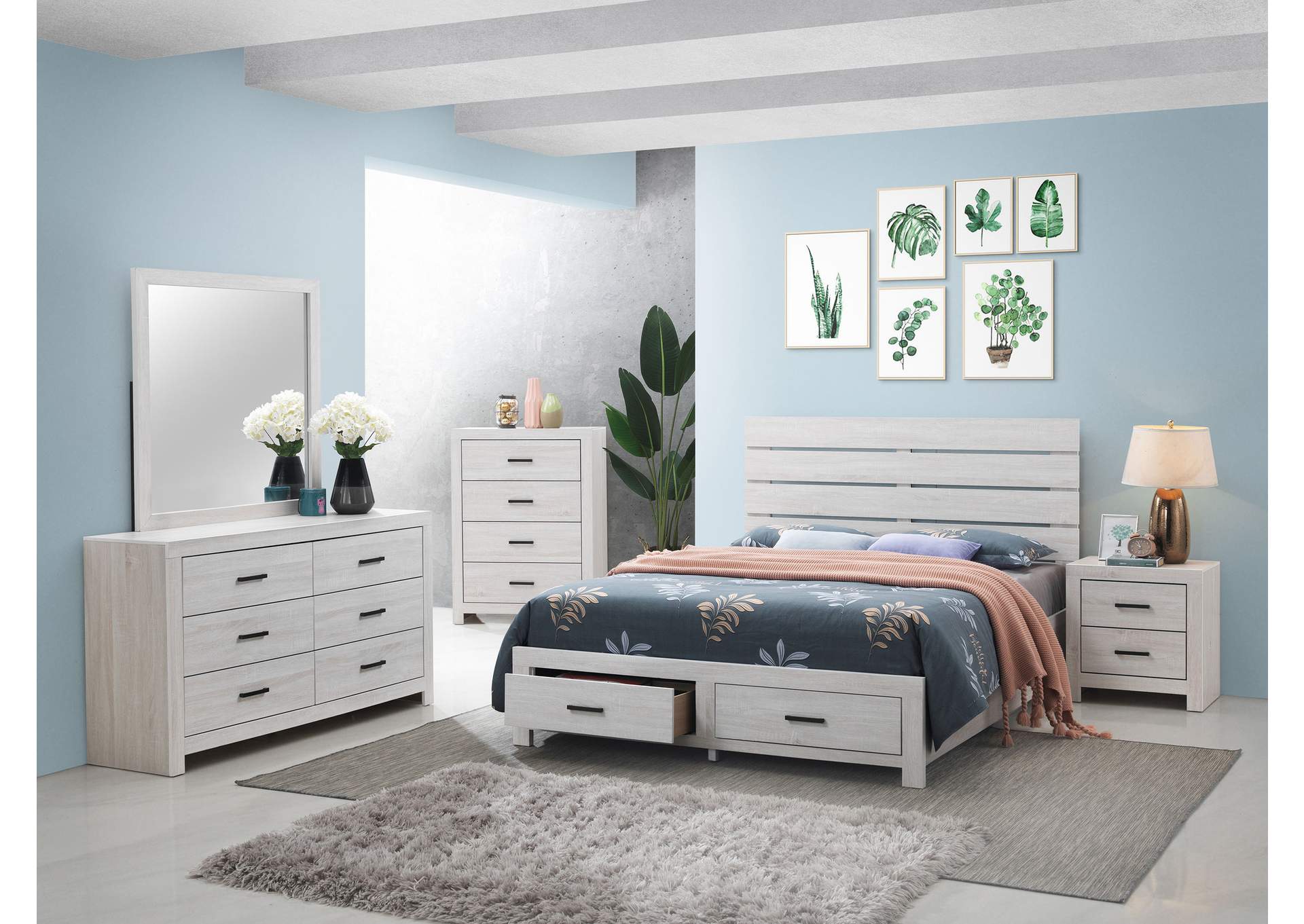 Brantford Eastern King Storage Bed Coastal White,Coaster Furniture