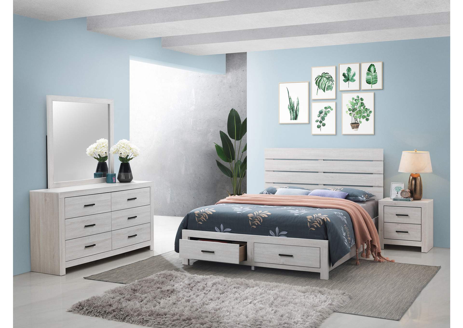 Brantford 4-piece Queen Storage Bedroom Set Coastal White,Coaster Furniture