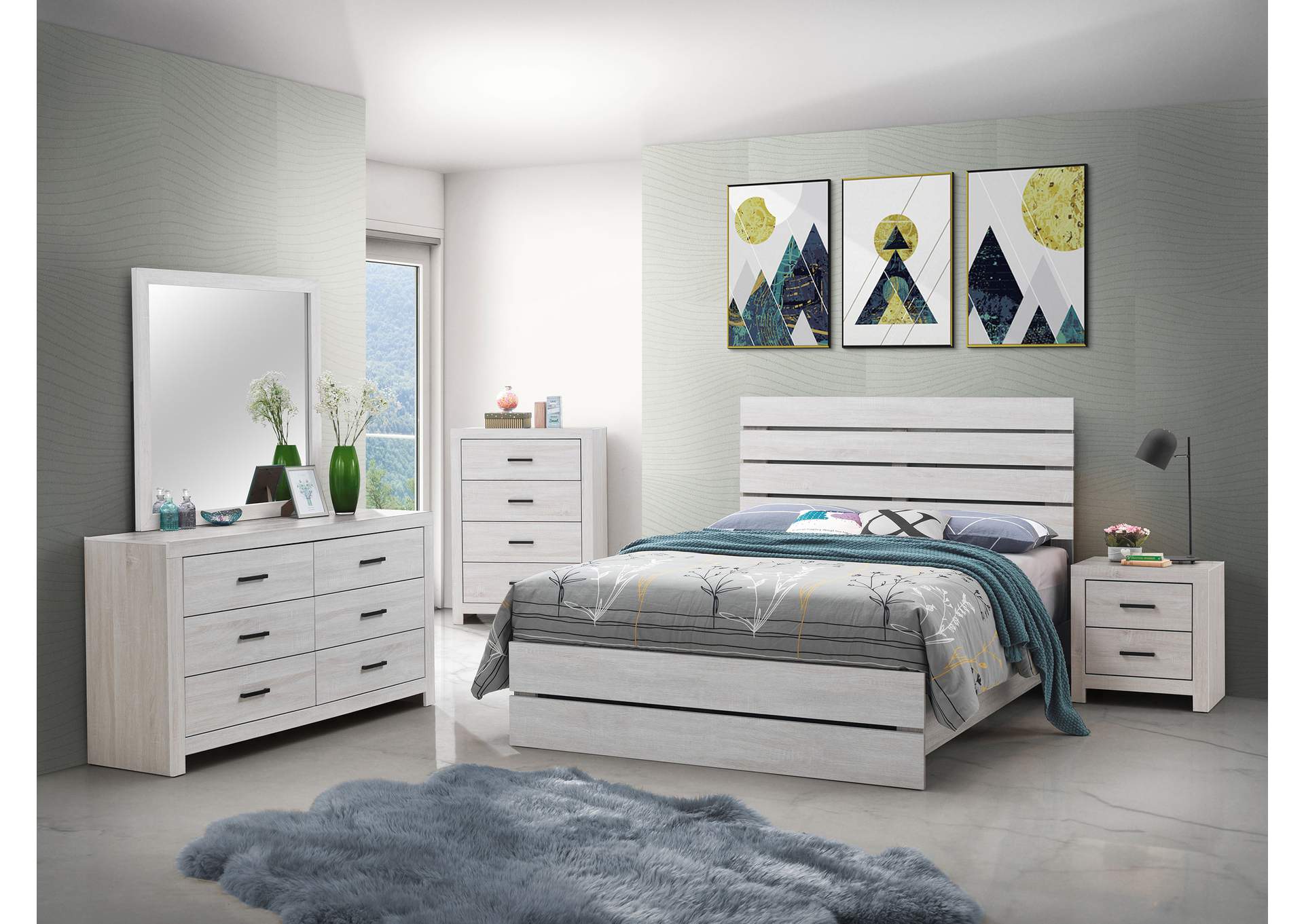 Brantford 5-piece Eastern King Panel Bedroom Set Coastal White,Coaster Furniture