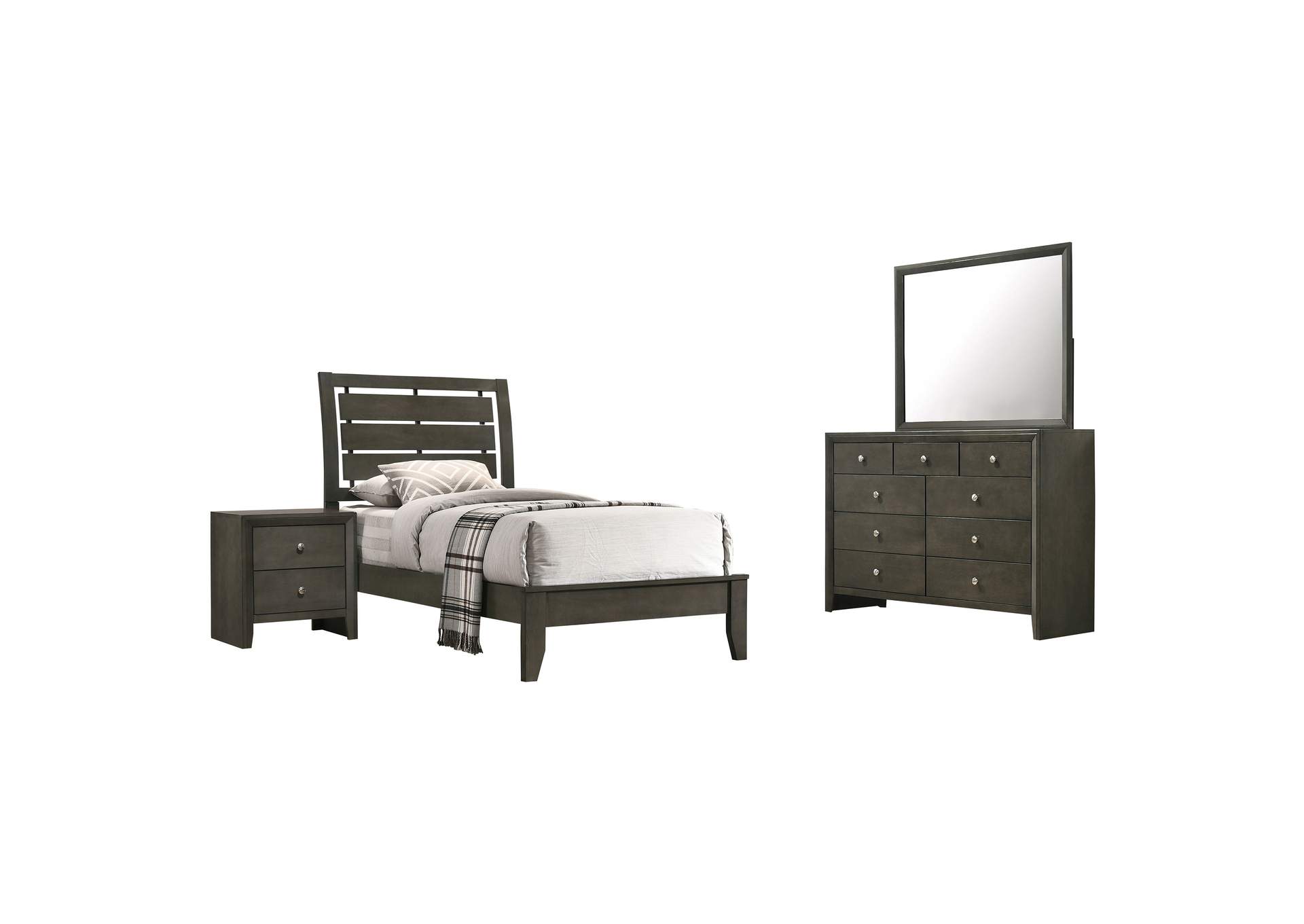 Serenity 4-piece Twin Sleigh Bedroom Set Mod Grey,Coaster Furniture