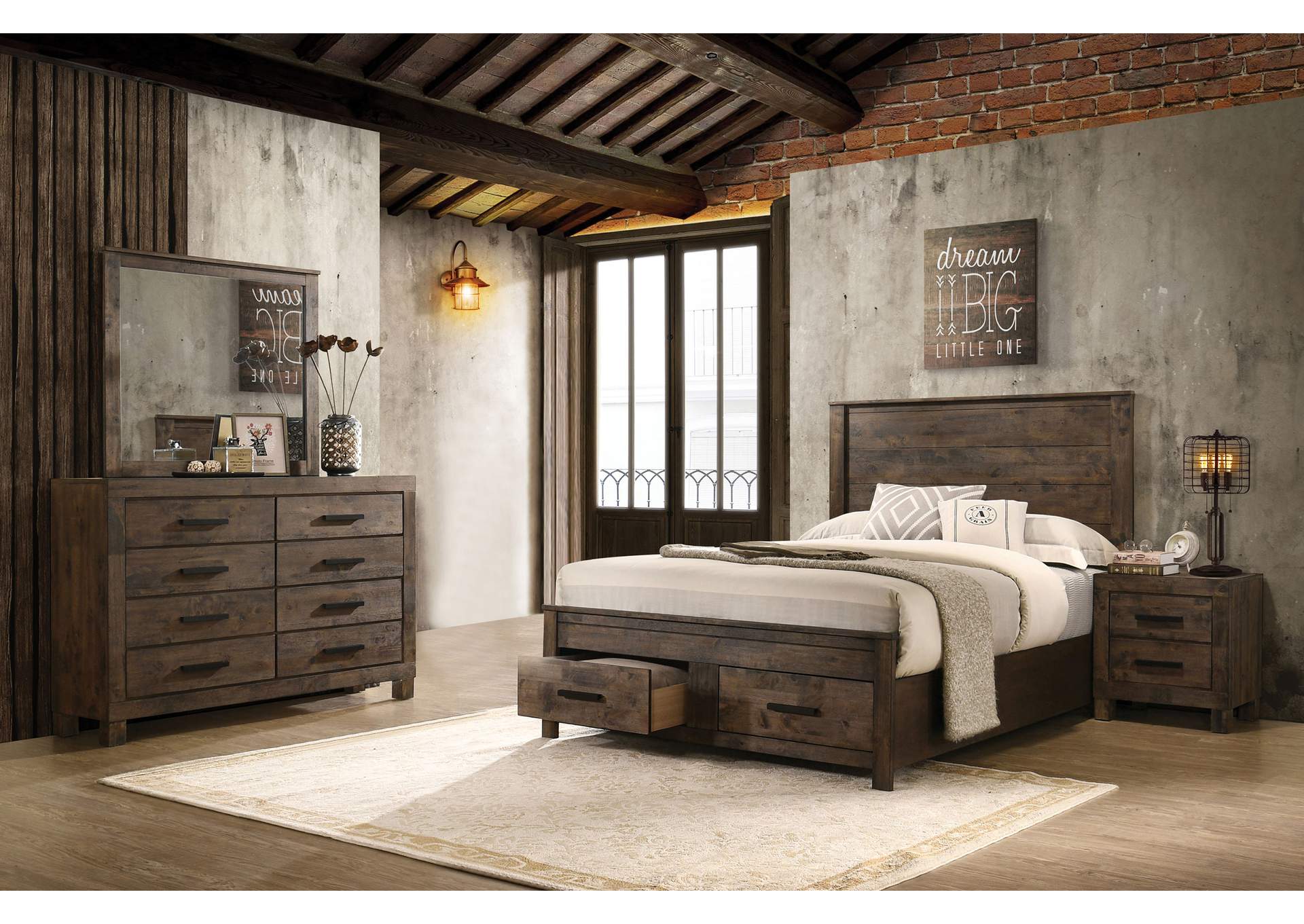 Woodmont California King Storage Bedroom Set Rustic Golden Brown,Coaster Furniture