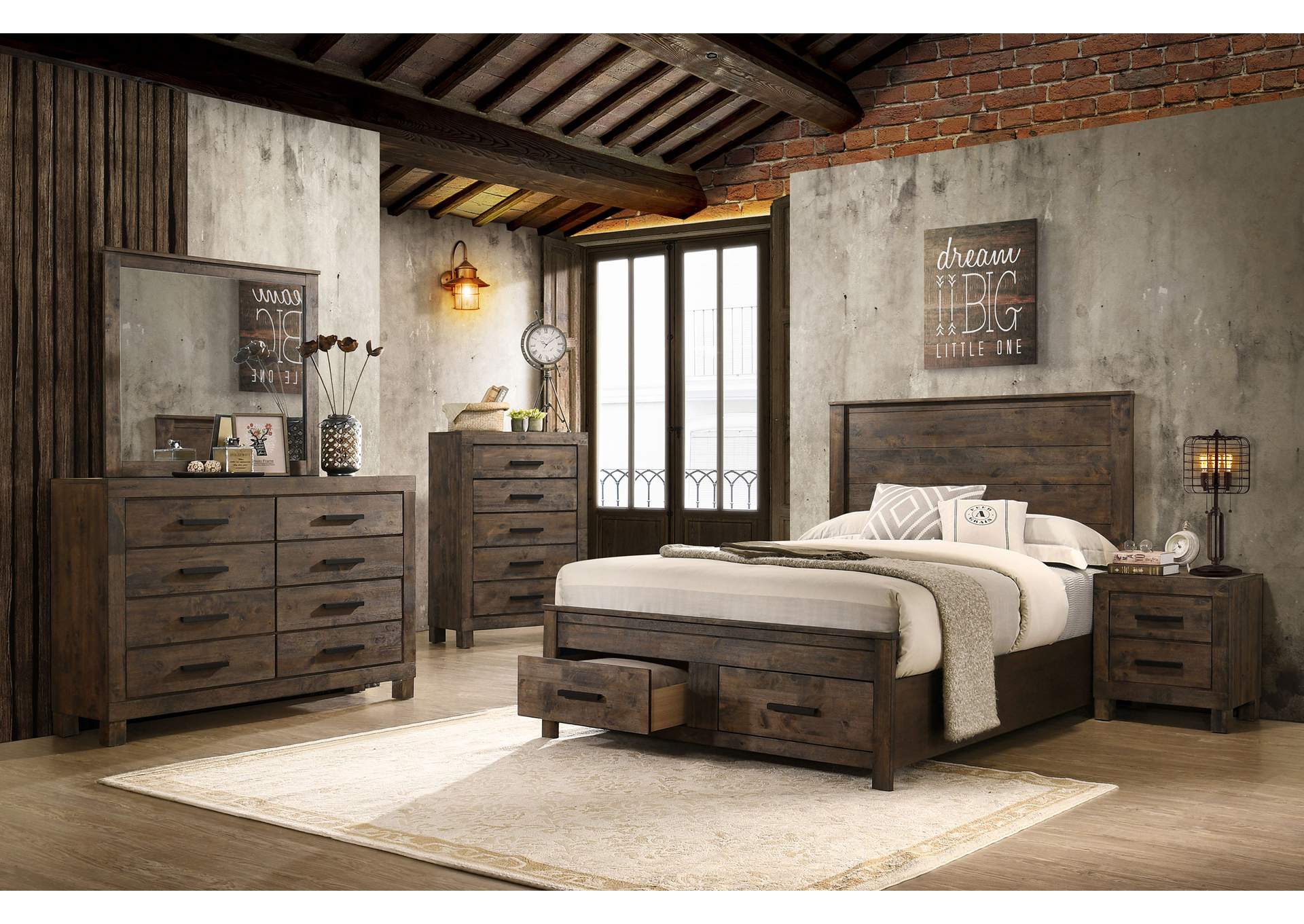 Woodmont California King Storage Bedroom Set Rustic Golden Brown,Coaster Furniture