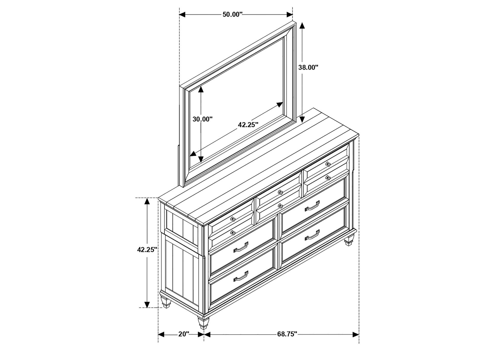 DRESSER WITH MIRROR,Coaster Furniture