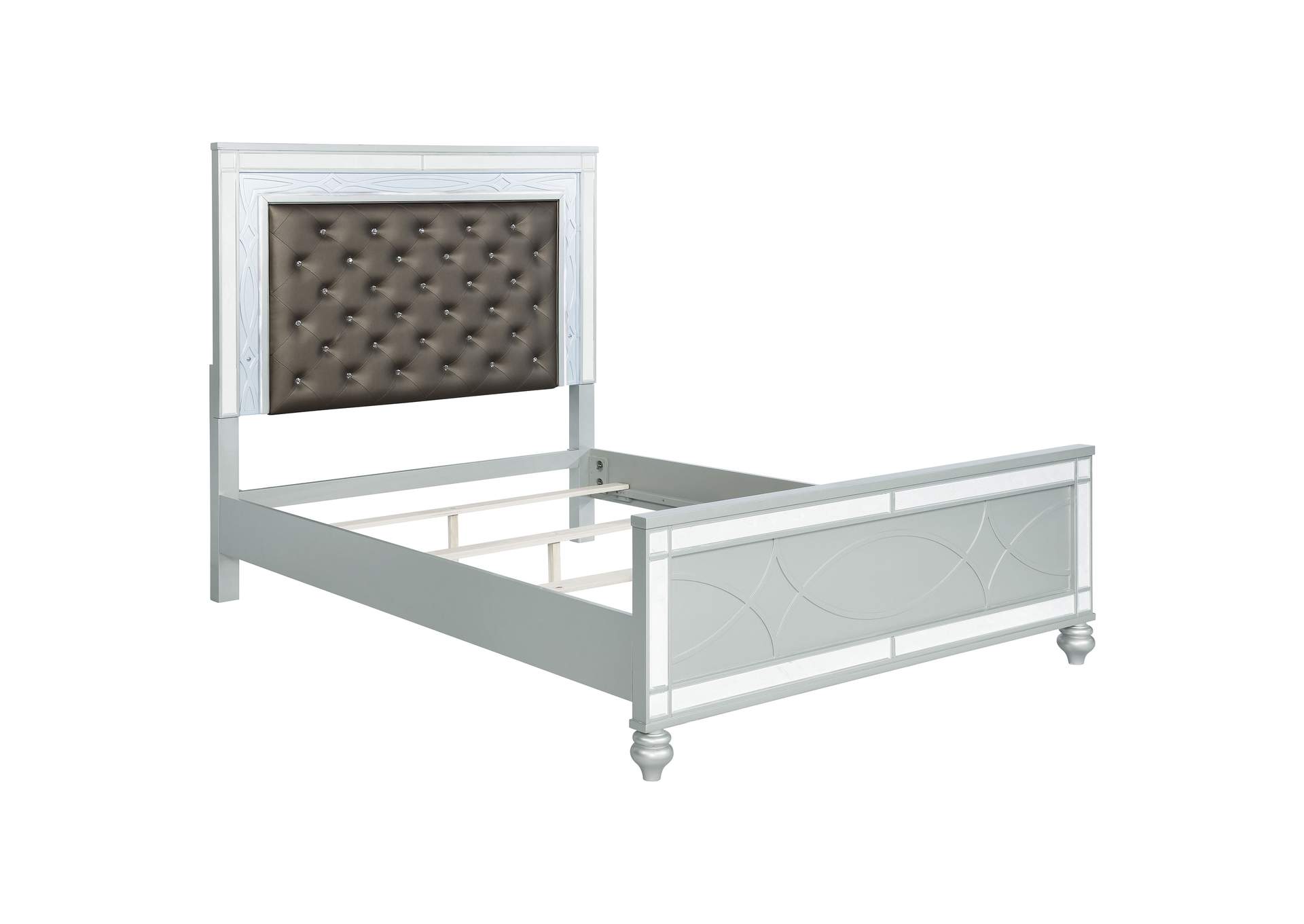 Gunnison Eastern King Panel Bed with LED Lighting Silver Metallic,Coaster Furniture