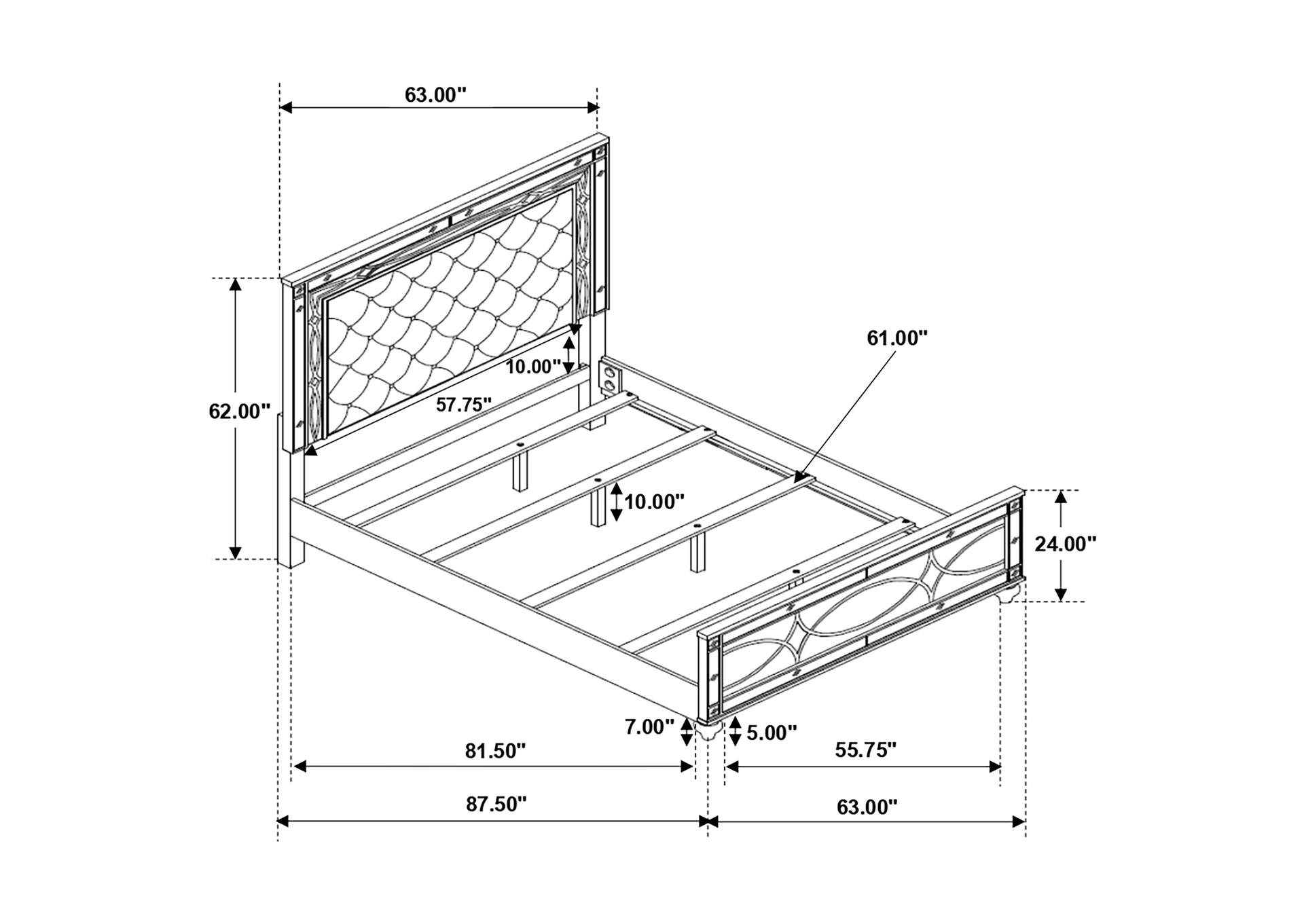 Gunnison Queen Panel Bed with LED Lighting Silver Metallic,Coaster Furniture