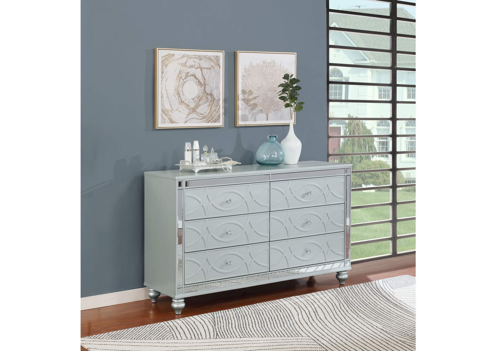 Gunnison 6-drawer Dresser Silver Metallic,Coaster Furniture