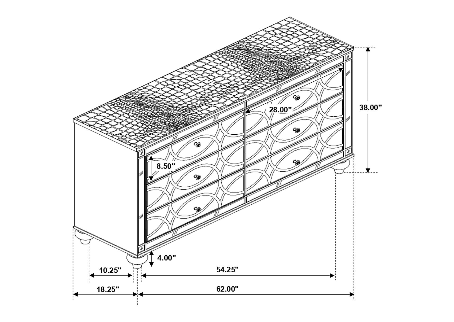 Gunnison 6-drawer Dresser Silver Metallic,Coaster Furniture