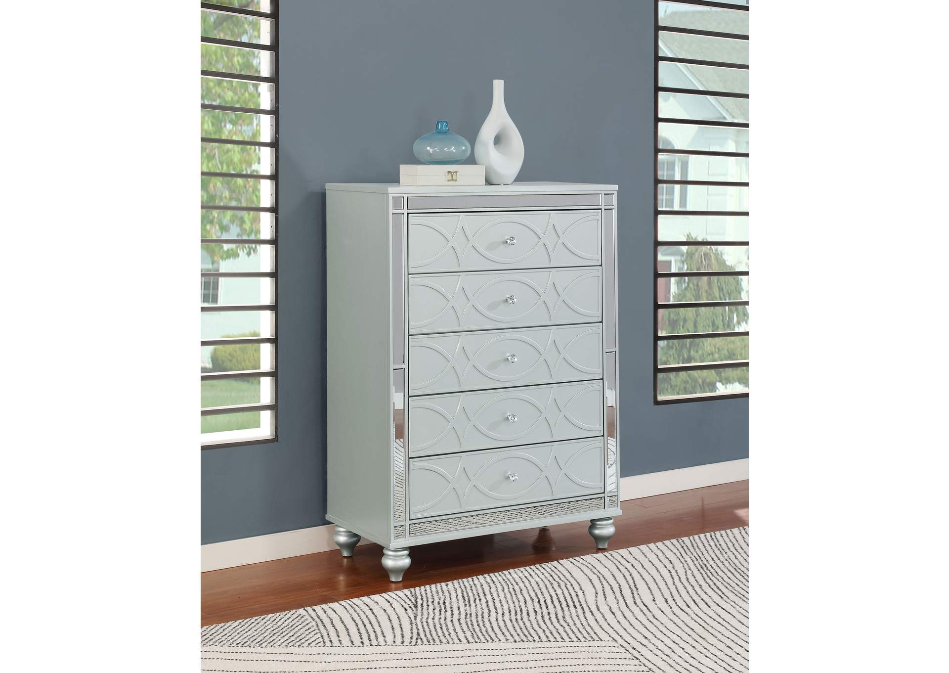 Gunnison 5-drawer Chest Silver Metallic,Coaster Furniture