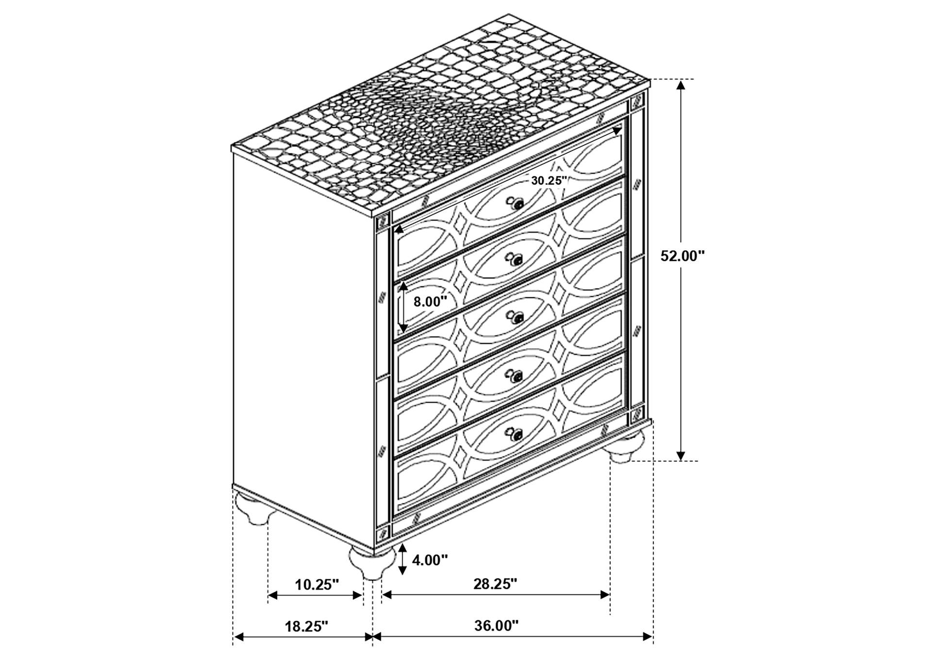 Gunnison 5-drawer Chest Silver Metallic,Coaster Furniture