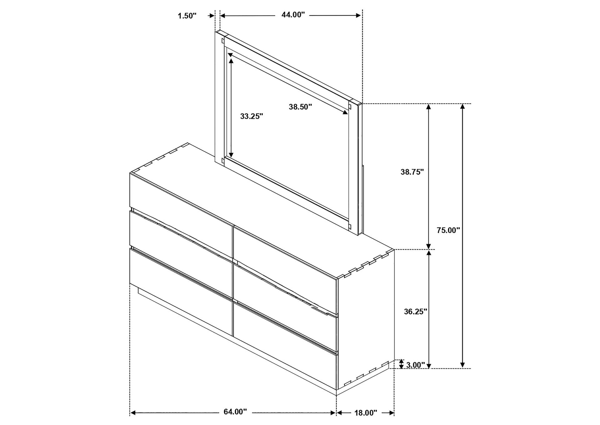 Winslow 6-drawer Dresser with Mirror Smokey Walnut and Coffee Bean,Coaster Furniture