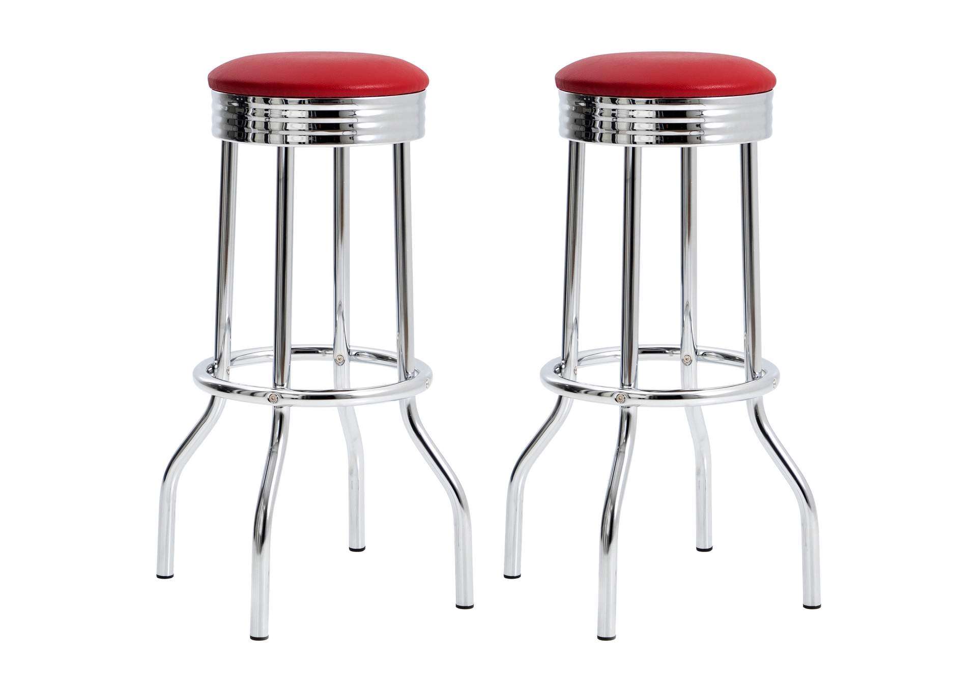 Hopkins Upholstered Top Bar Stools Red and Chrome (Set of 2),Coaster Furniture